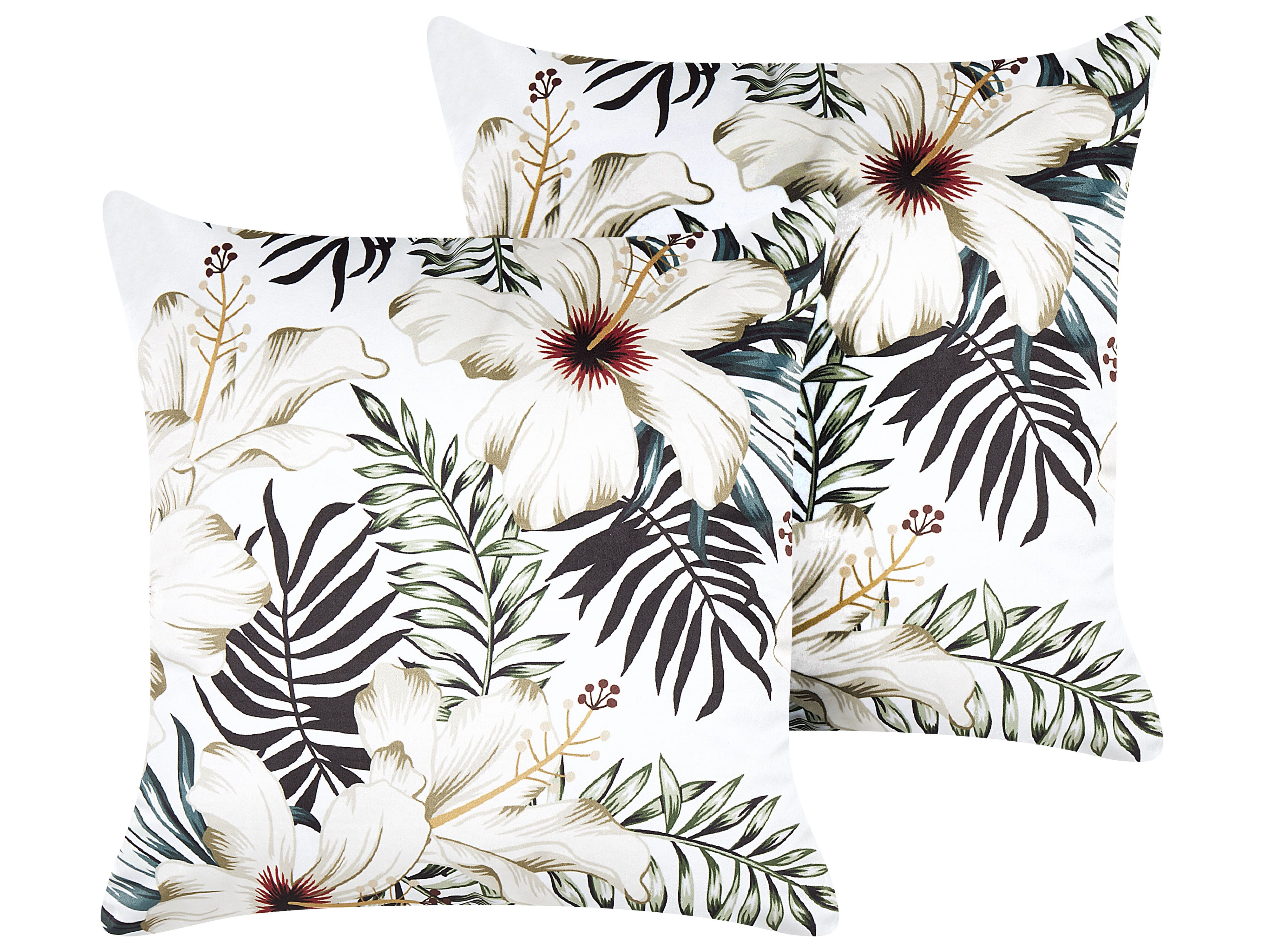 Set of 2 Decorative Cushions OKRA Velvet 45 x 45 cm Multicolour Plant Pattern