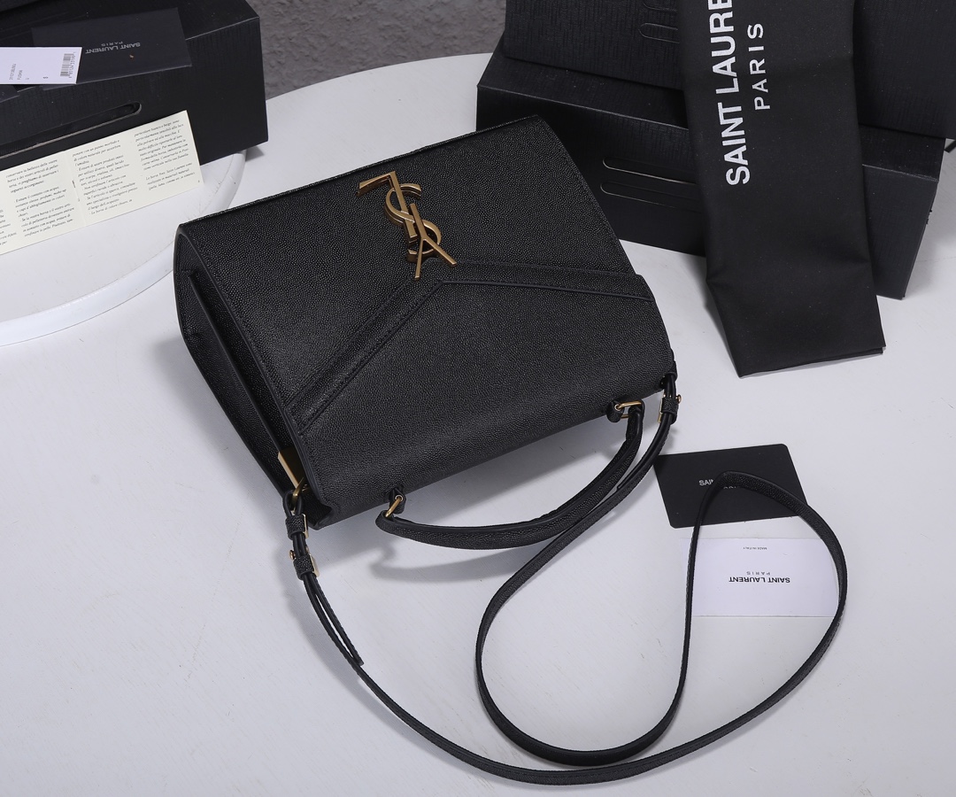Replica Ysl Cassandra Medium Top Handle Bag- Black/Beige1:1High-quality replica