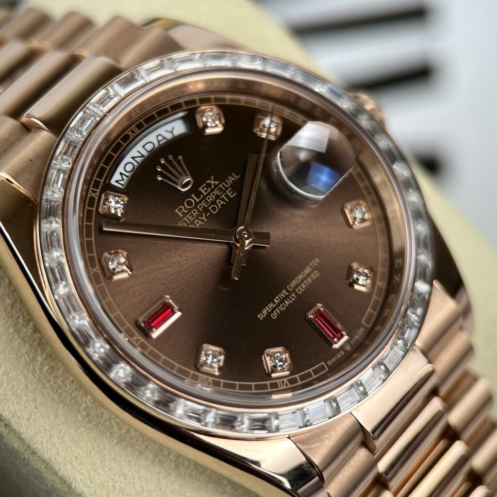 Rolex Day-Date Best Replica Watch Gold Wrapped + Diamonds Moissanite Baguette 36mm - Top club
