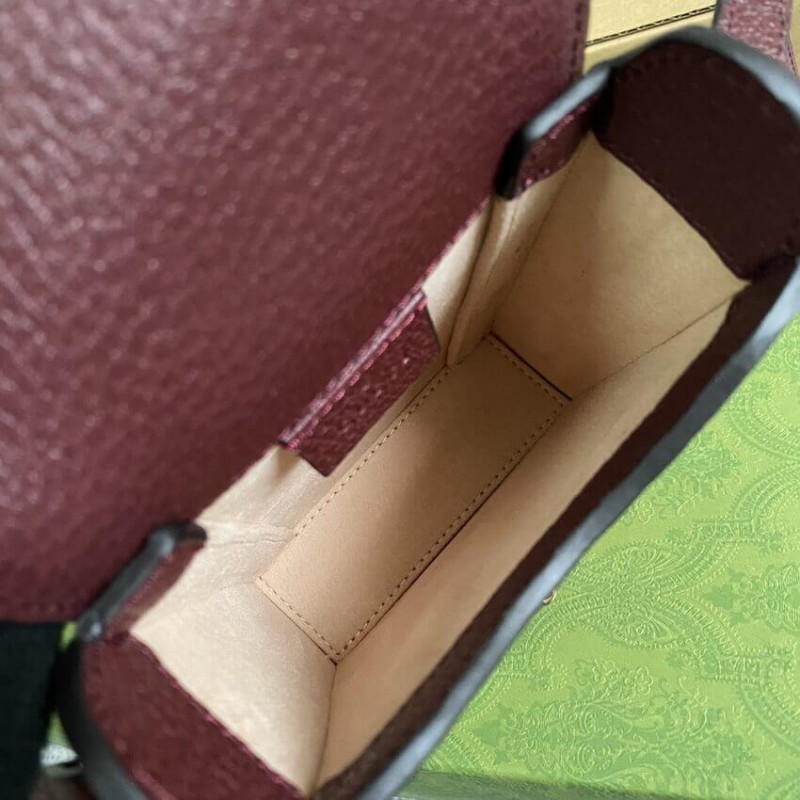 Replica Gucci Horsebit 1955 Mini Bag 625615 In Burgundy Gg Canvas1:1High-quality replica