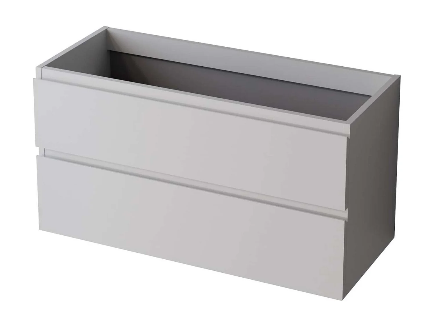 Meuble Salle de Bain STEP 60cm, Plan Vasque Céramique, 2 Tiroirs, Laqué Blanc Mat, H 54cm x P 45cm