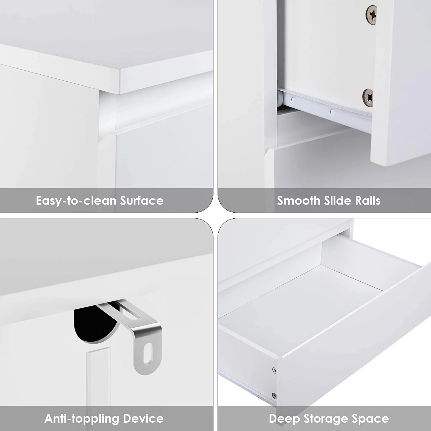 Homfa 5 Drawer White Dresser, Modern Storage Cabinet for Bedroom,Tall Chest of Drawers for Living Room - Image 8