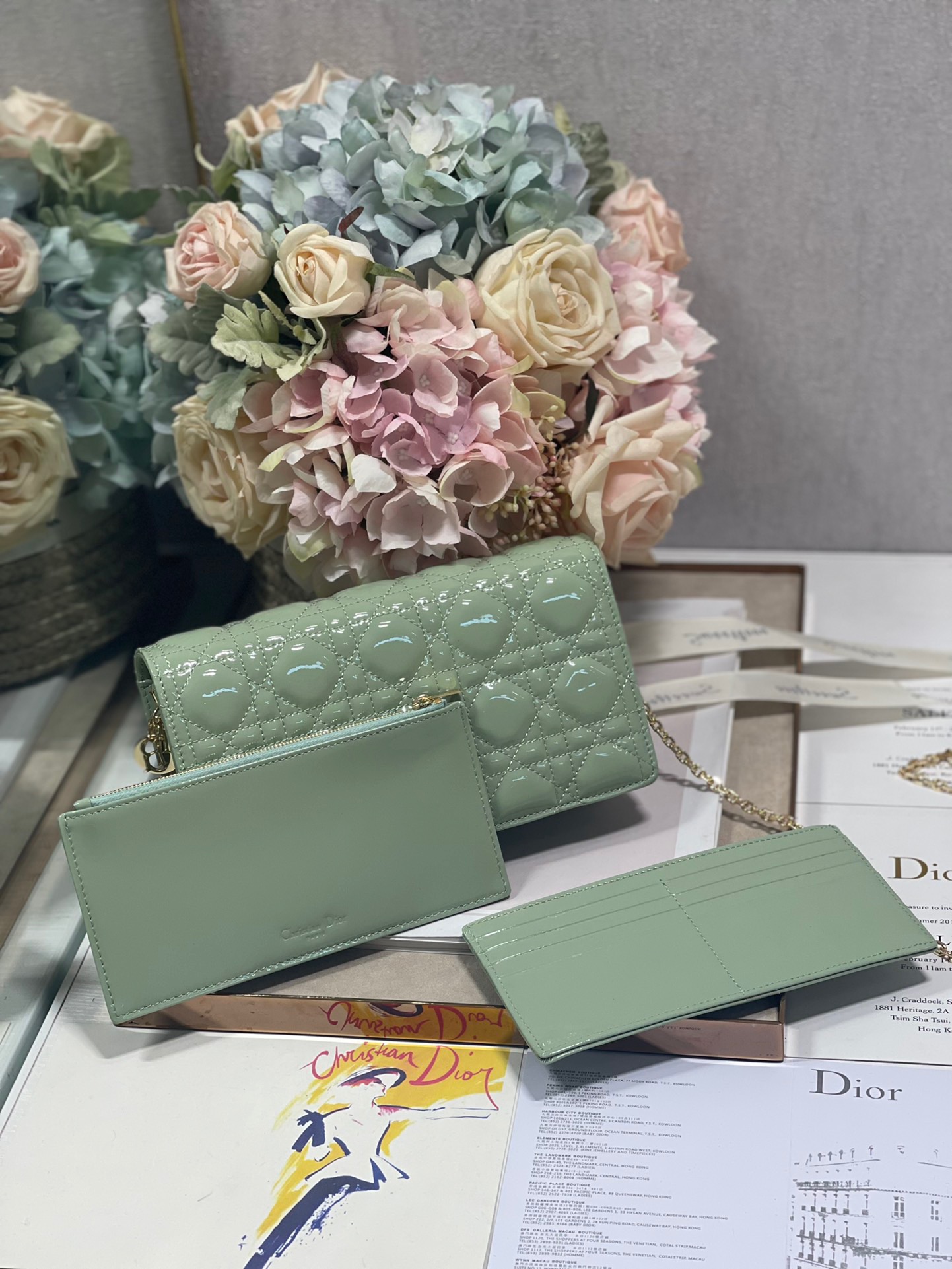 Christian Dior Lady Dior Pouch Seafoam, For Women, Women’s Handbags 8.5in/21.5cm CD1:1High-quality replica