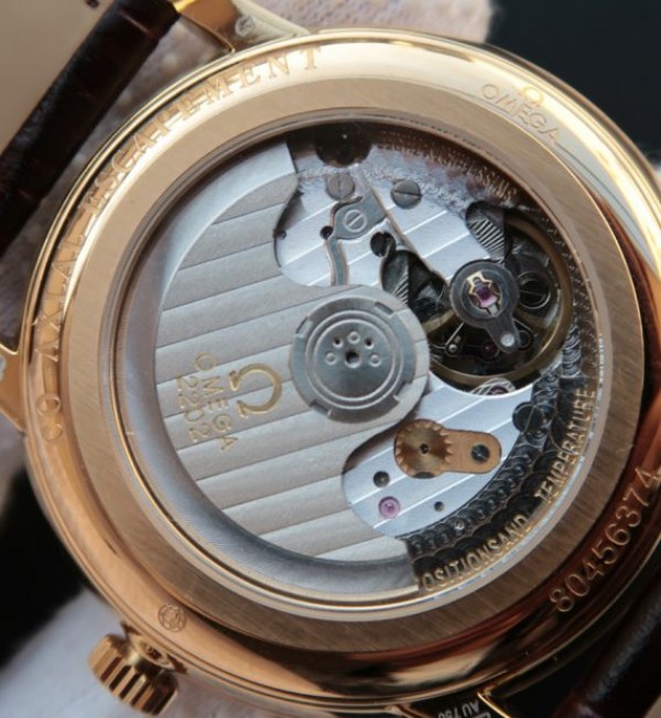 Replica Omega MKF De Ville 39mm RG Co-Axial White Dial Diamonds Markers Leather A2202 - Top club