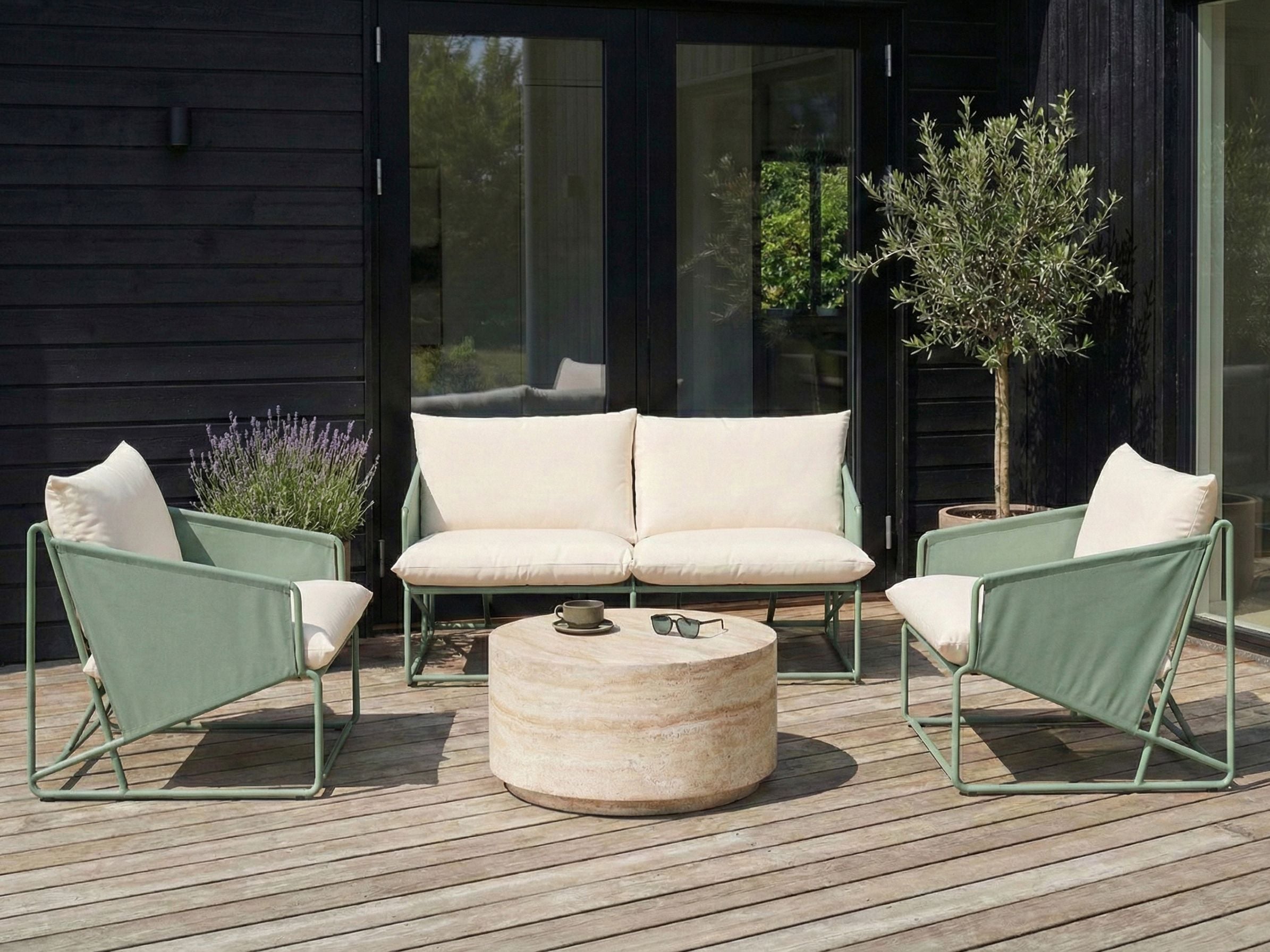 Garden Sofa Set 4 Seater PONTE Metal Green