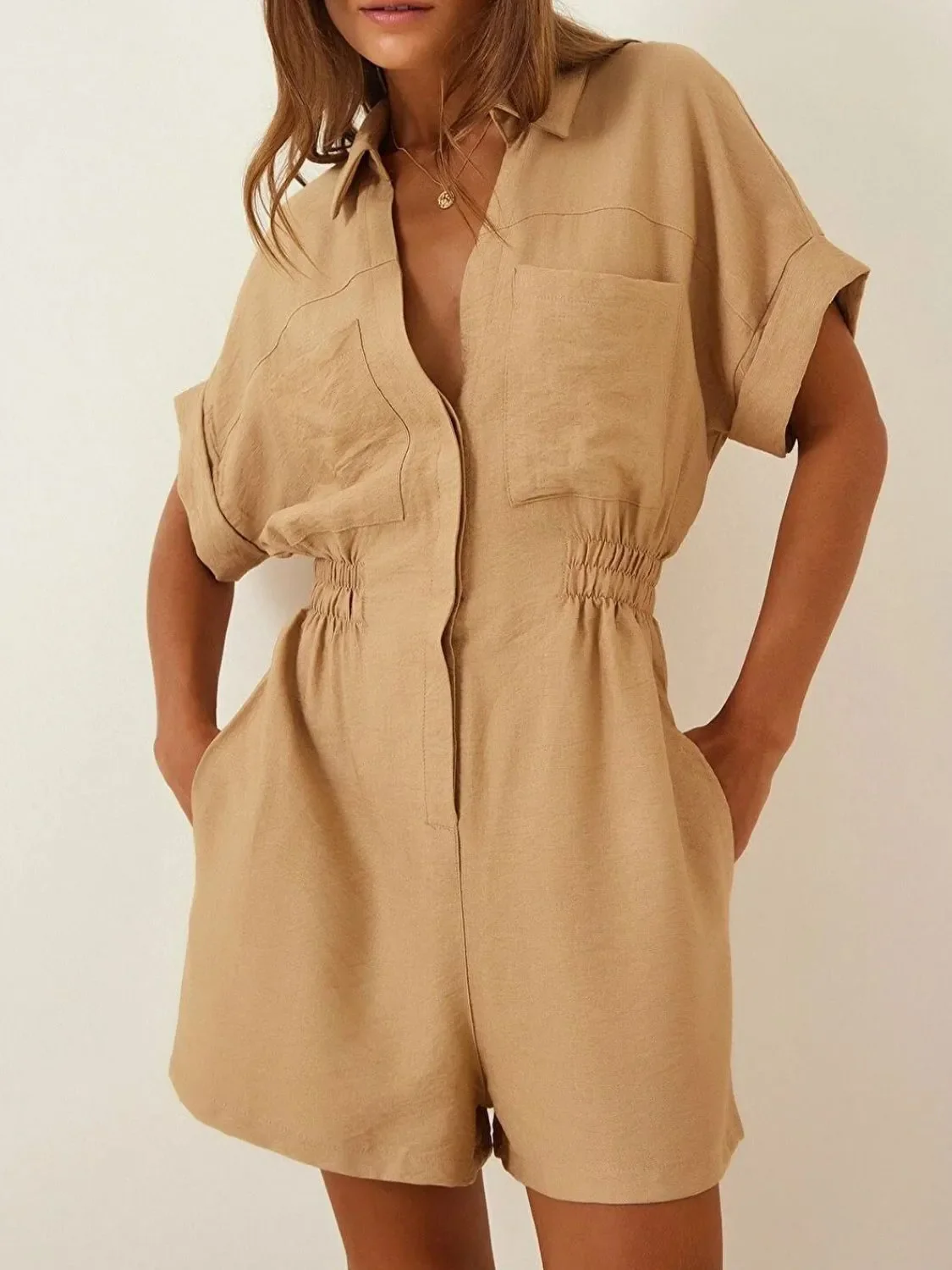Johnny Collar Short Sleeve Romper - ZKZOOK