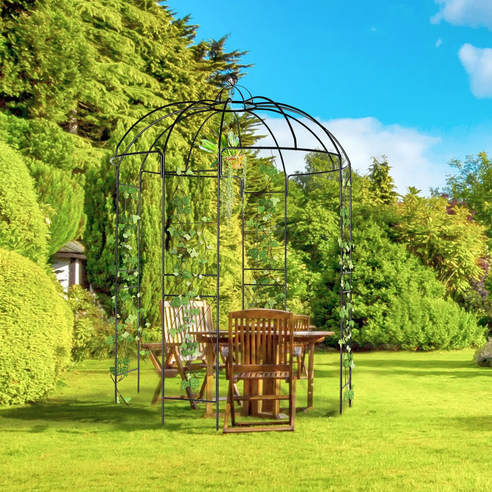 IVV Birdcage Shape Garden Arch, 8.9'Hx6.8'Dia, Pergola Plant Climbing Trellis Arbor Heavy Duty Metal Gazebo Garden Arch for Outdoor Arbor Climbing Plants Backyard Patio Wedding Ceremony, Black - Image 9