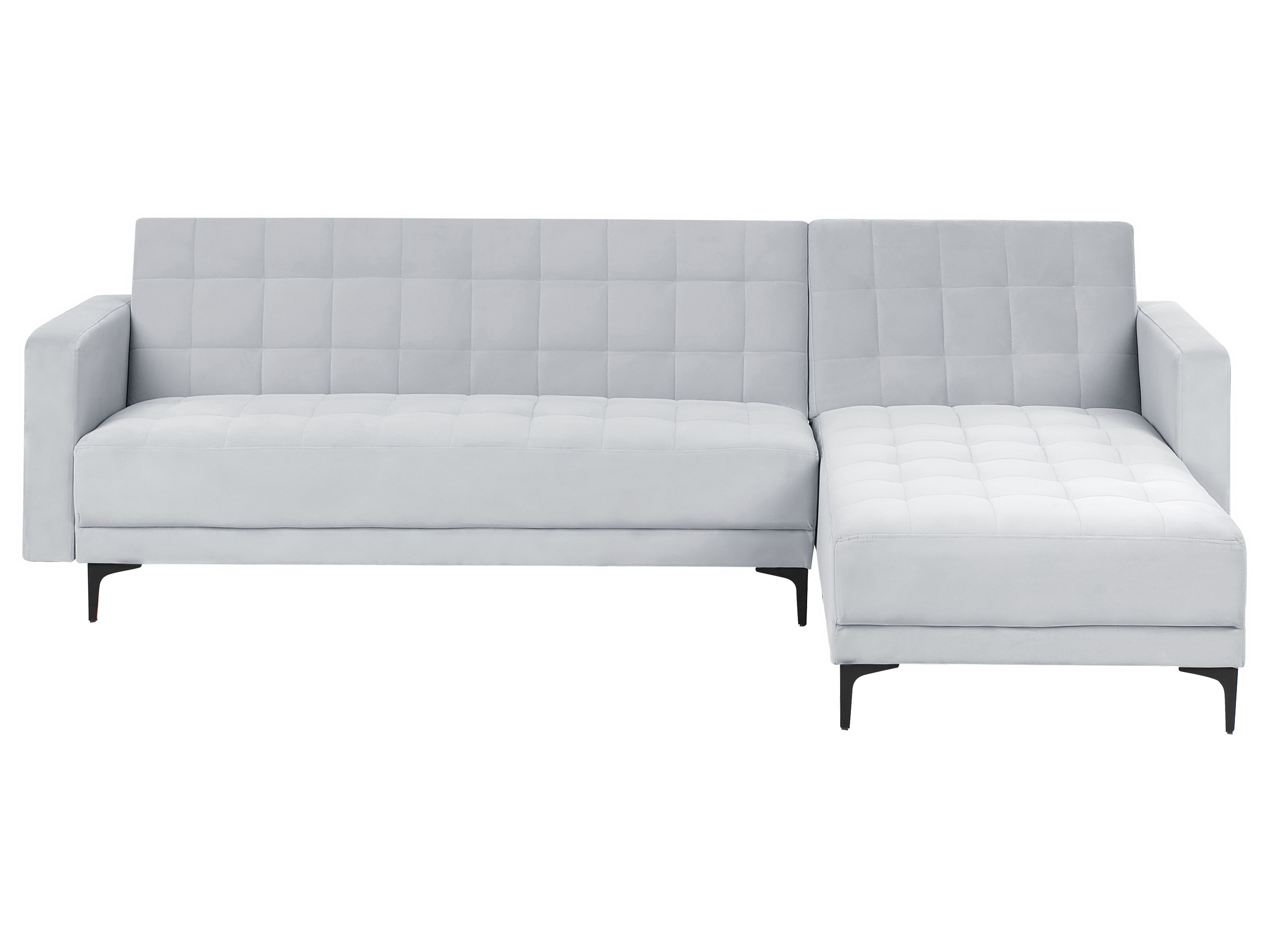 Modular Corner Sofa Bed 4 Seater ABERDEEN Velvet Light Grey Left Hand