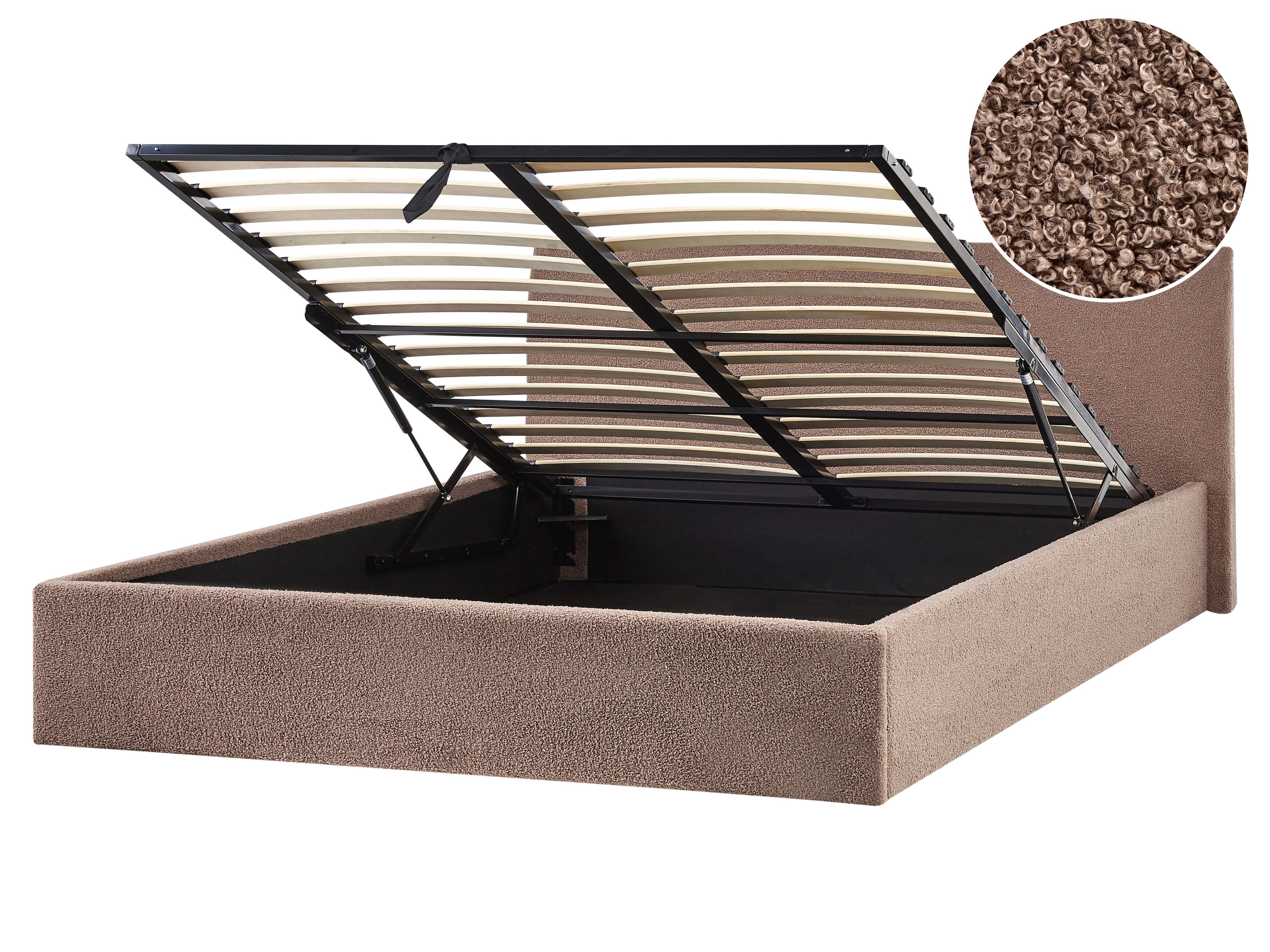 Ottoman Bed Boucle ORBEY 180 x 200 cm (EU Super King) Brown