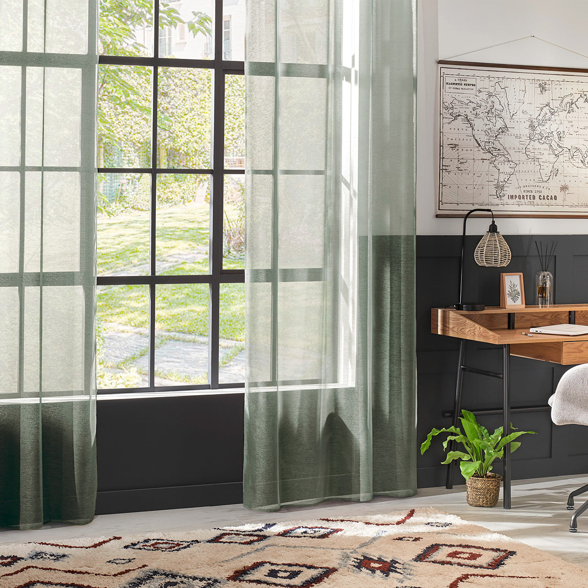 "Moly" sheer curtain Celadon green, 135x240 cm