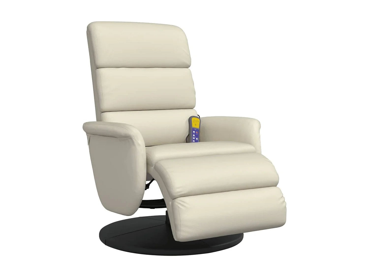 Fauteuil inclinable-Fauteuil salon de massage et repose-pieds crème similicuir SHL2563