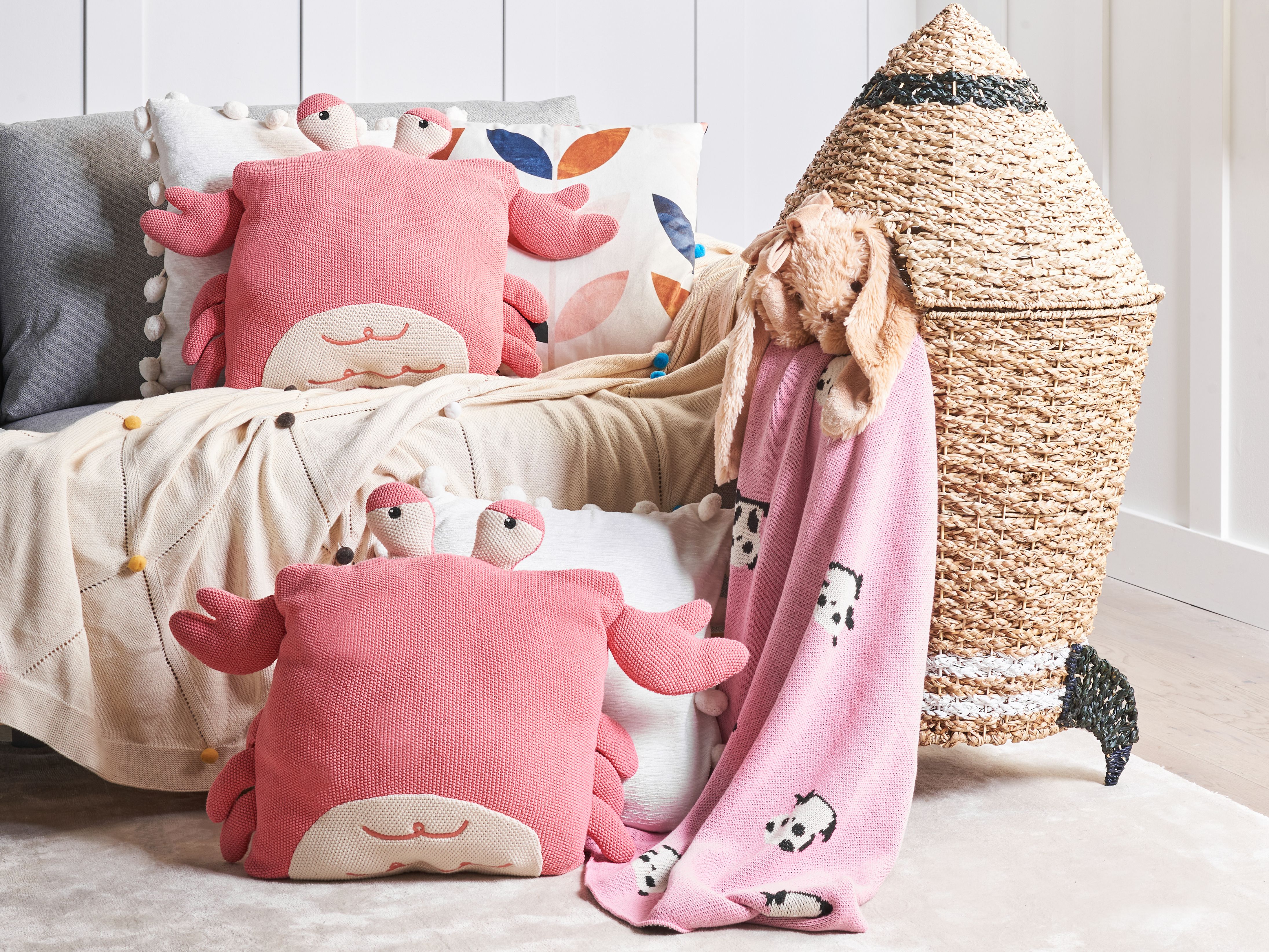 Set of 2 Decorative Cushions JARGALLI Cotton 35 x 35 cm Pink Crab