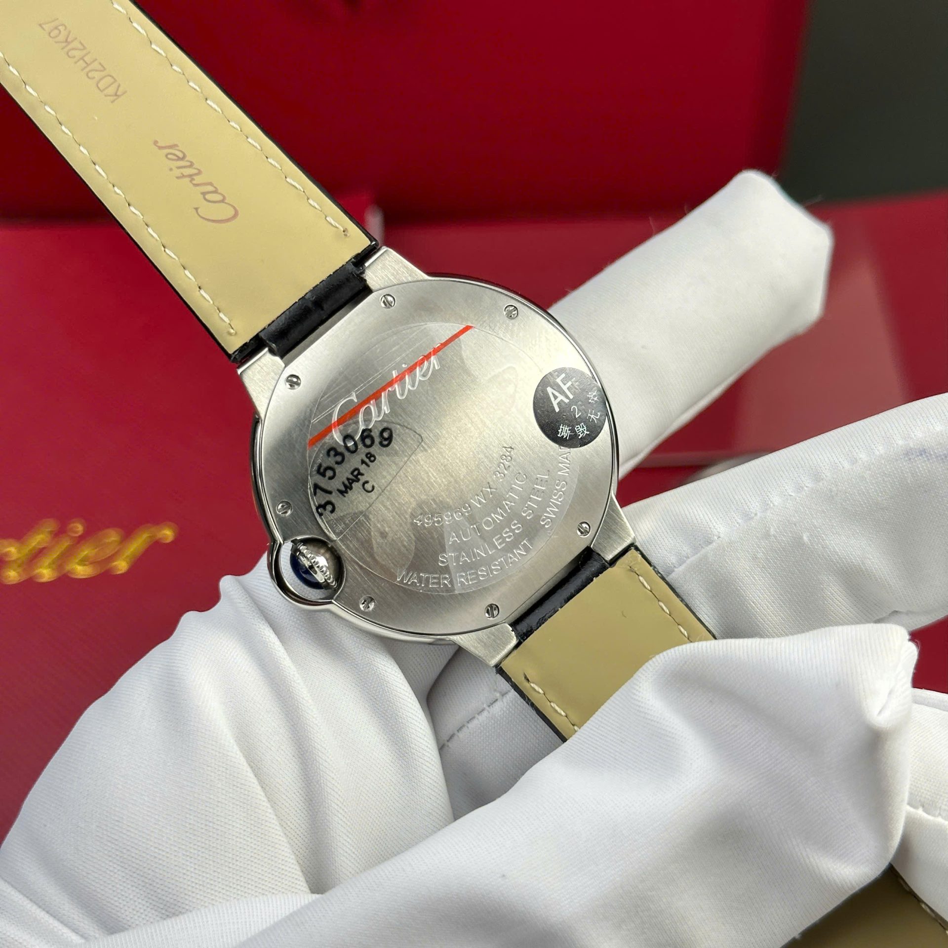 Cartier Ballon Bleu Replica 11 Watch White Dial Leather Strap AF Factory 36mm - Top club