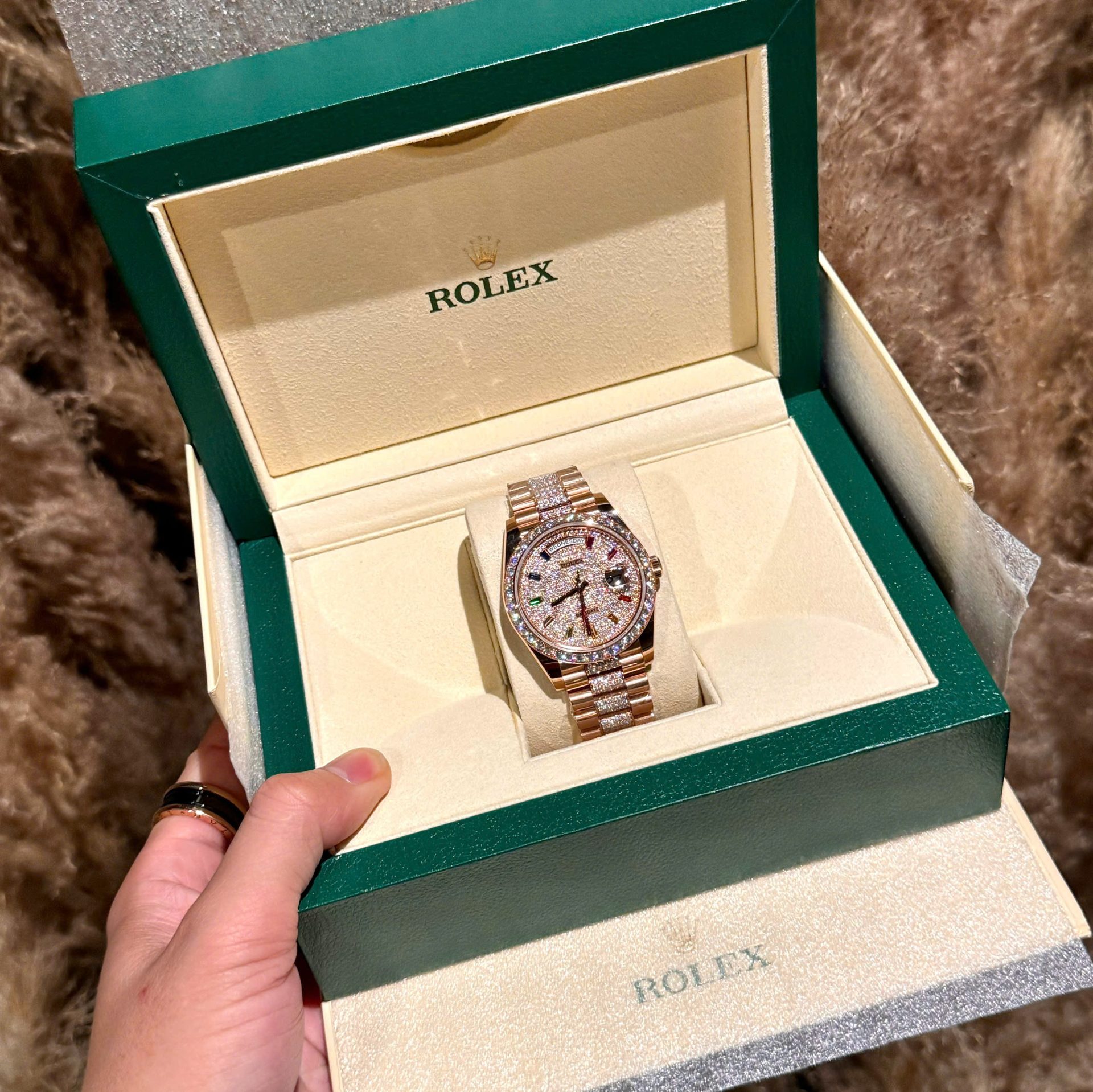 Rolex Day-Date Replica Watches Custom Moissanite Diamonds And Gold Wrapped 40mm - Elite Watch Atelier
