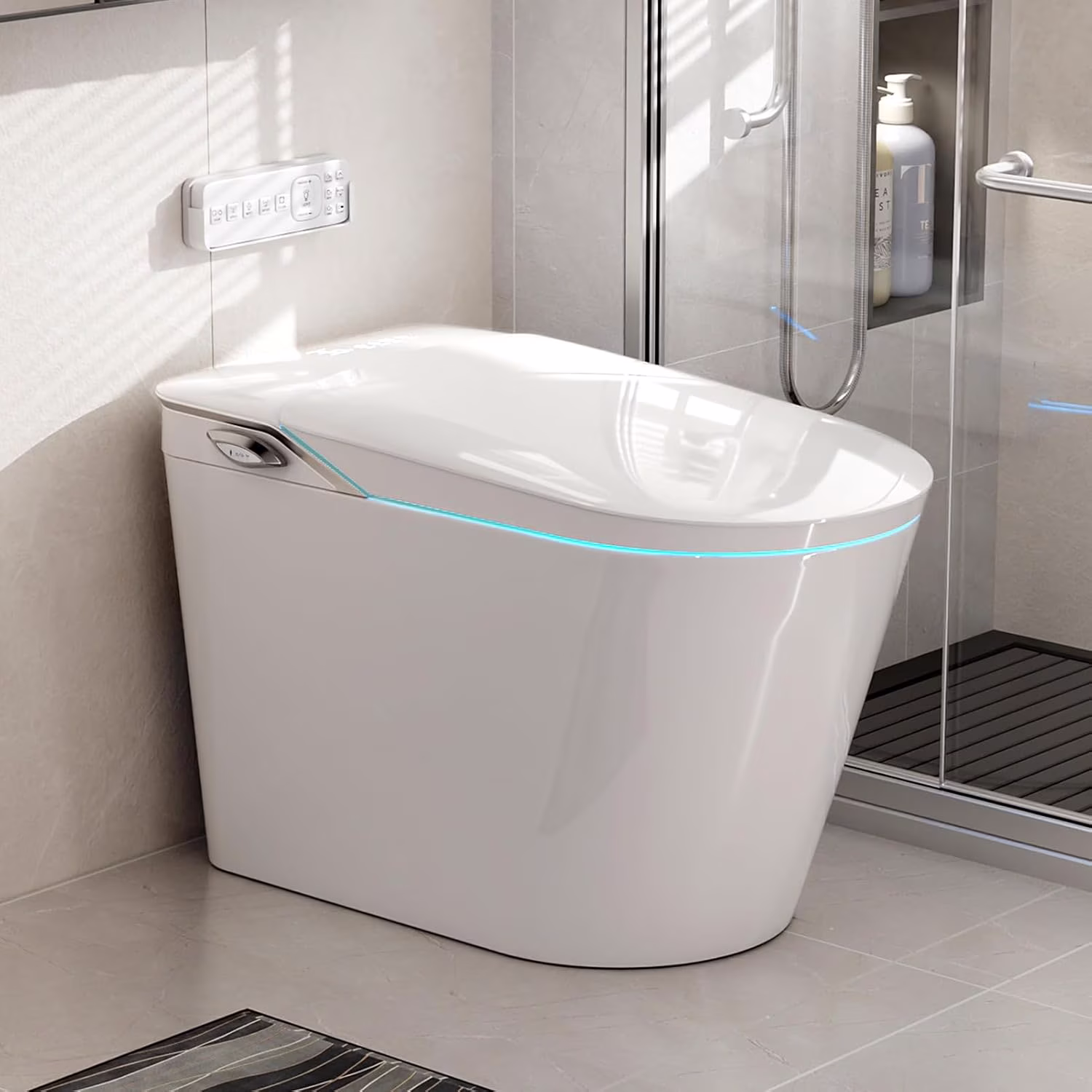 LALAHOO Smart Toilet with Bidet Built in, Auto Open & Close, Elongated Heated seat, Foot Sensor Flush, LED Display, Warm Water Wash, Dryer, Night Light, Black - Image 5