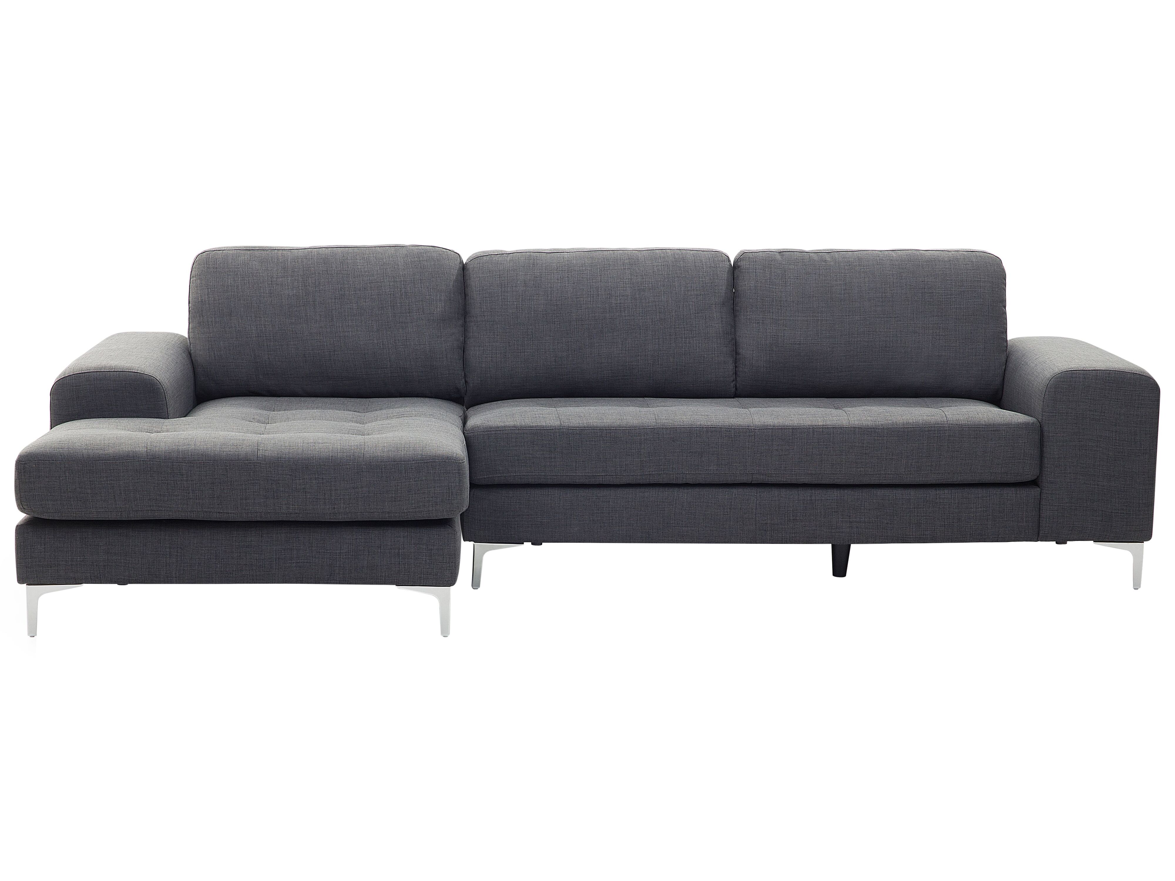 Corner Sofa 4 Seater KIRUNA Fabric Dark Grey Right Hand