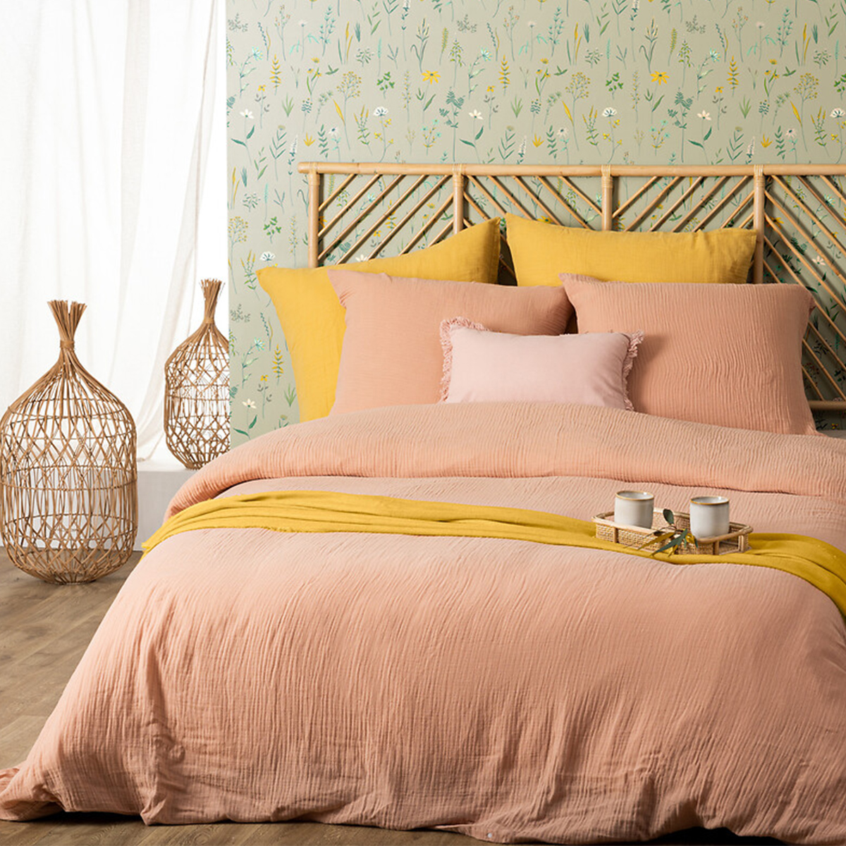 Bed linen set "Flora" Pink, 240x220 cm