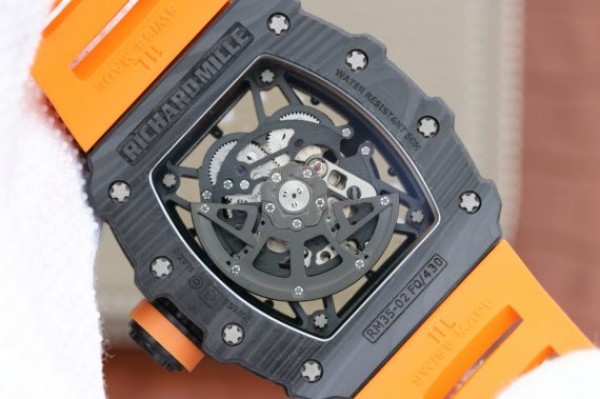 Replica Richard Mille RM035-02 Rafael Nadal FC Titanium Case KVF Skeleton Dial Orange Rubber Strap MIYOTA8215 - Top club