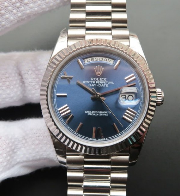 Replica Rolex Day-Date 40mm 228239 Noob Blue Dial SS President Bracelet A3255 - Top club