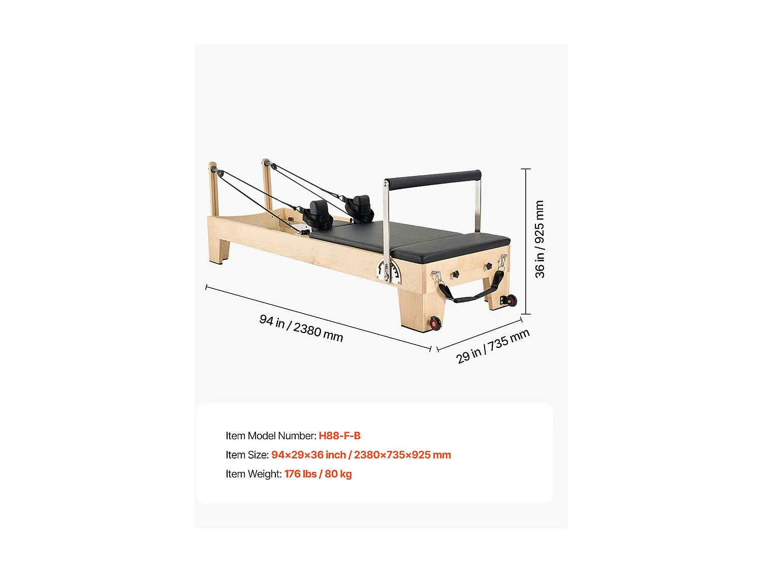 Machine de Pilates SucceBuy Reformer Pilates Machine de Pilates en Bois avec Résistance Domicile Gym