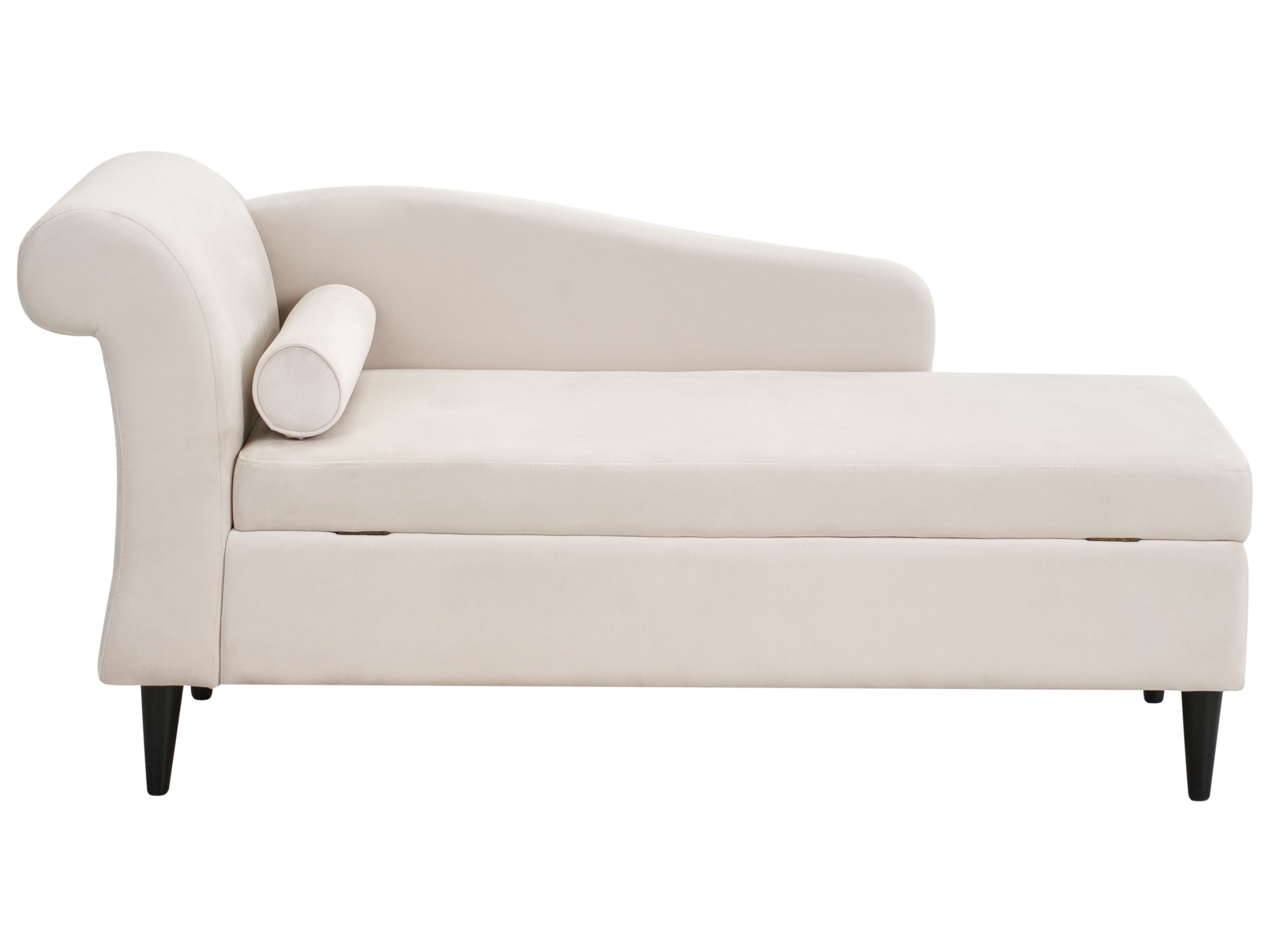 Left-Hand Chaise Lounge LUIRO Velvet Beige with Storage