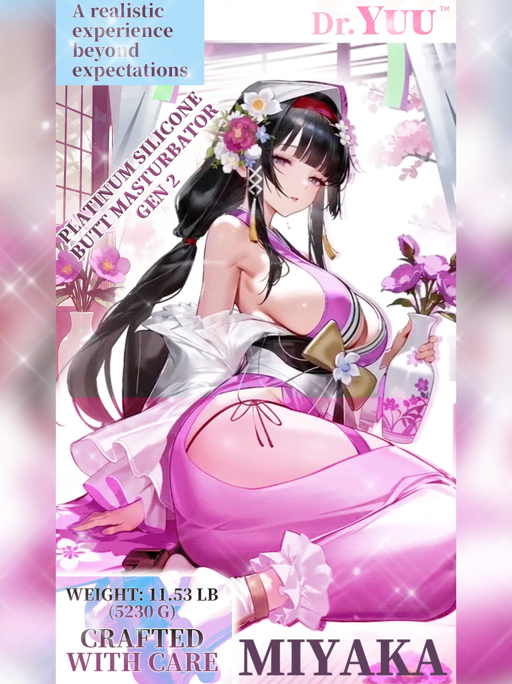 Dr.YUU Platinum Silicone Ass Masturbator with Dual Canals – full product overview, material details, and textured canal design