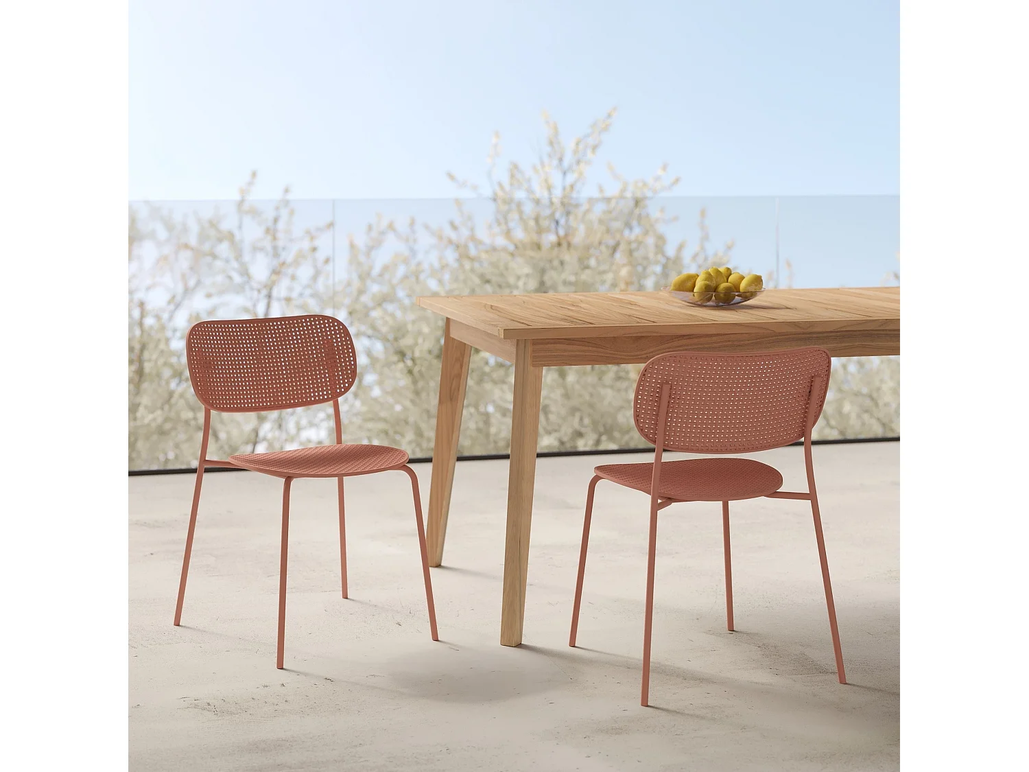 Lot de 2 chaises de jardin empilables en plastique terracotta  - Géa