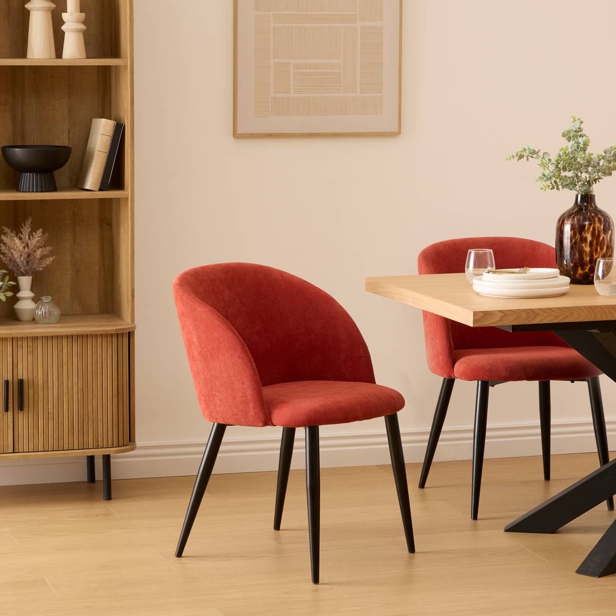 Armchair "Celeste" Corduroy, Terracotta Pink