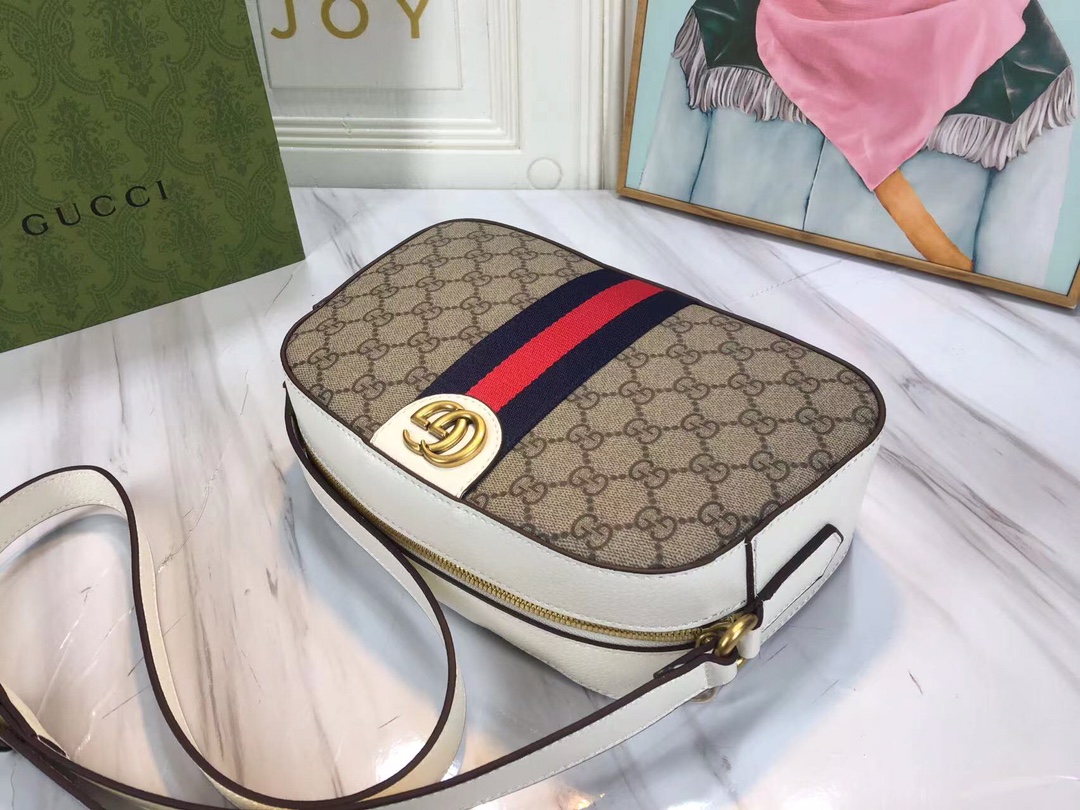 Replica Gucci Ophidia Double G Shoulder Bag- Black/White1:1High-quality replica