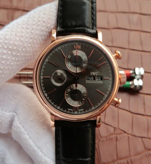 Replica IWC V6 Portofino IW391021 Chronograph RG Gray Dial Leather Strap - Top club