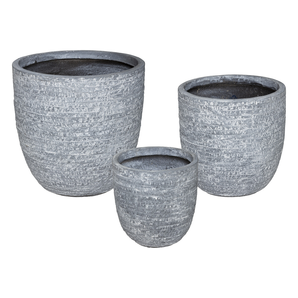 Set of 3 pots, metal D.27/34/43 cm