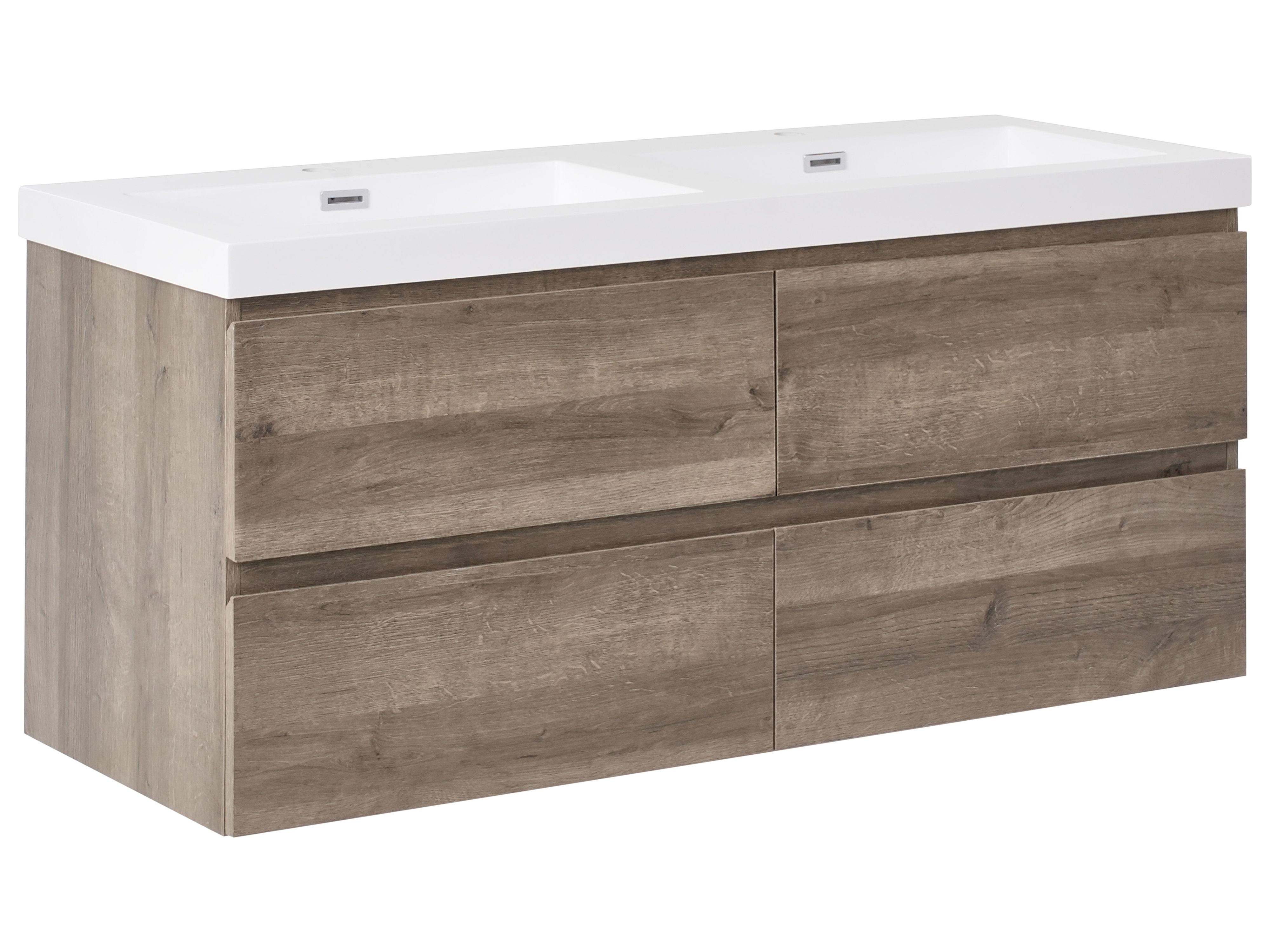Wall Mounted Double Basin Vanity Unit VIEDMA Taupe