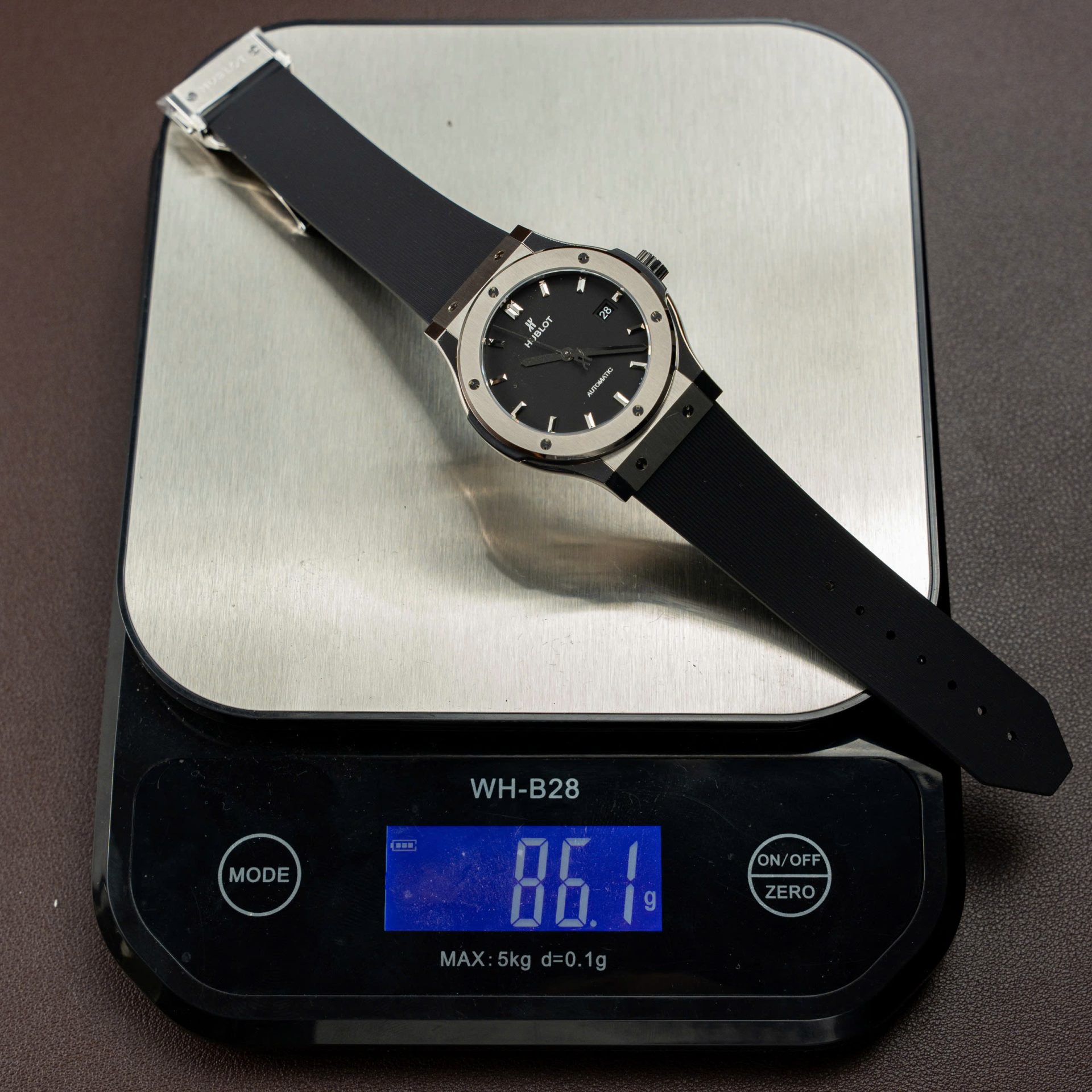 Hublot Classic Fusion Titanium Dial Black Replica Watch Movement SW300 Rubber Strap 42mm - Elite Watch Atelier