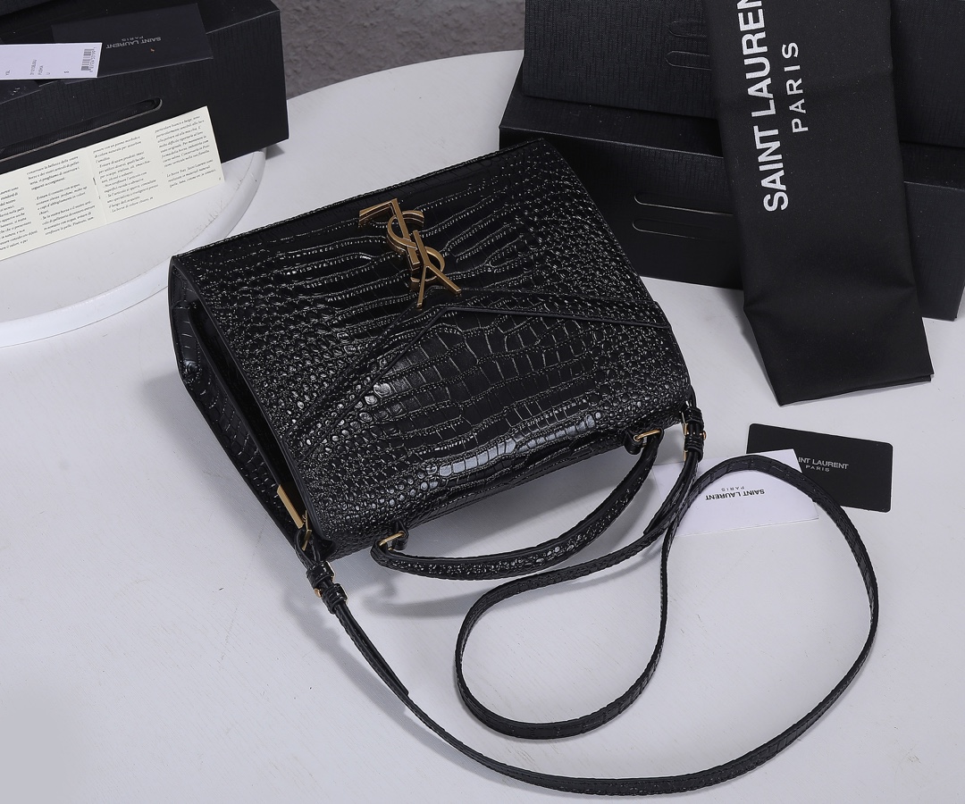 Replica Ysl Cassandra Medium Top Handle Bag In Crocodile-Embossed Shiny Leather1:1High-quality replica