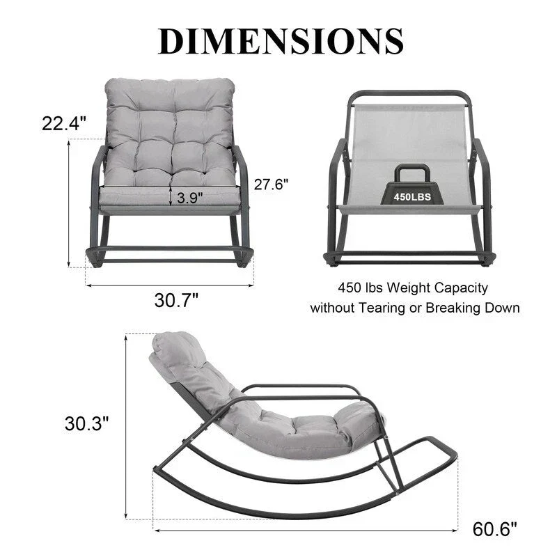 Oversized Outdoor Rocking Lounge Chair With Water-Resistant Cushions, 450 lbs Capacity - Image 18 Oversized Outdoor Rocking Lounge Chair With Water-Resistant Cushions, 450 lbs Capacity - Image 18