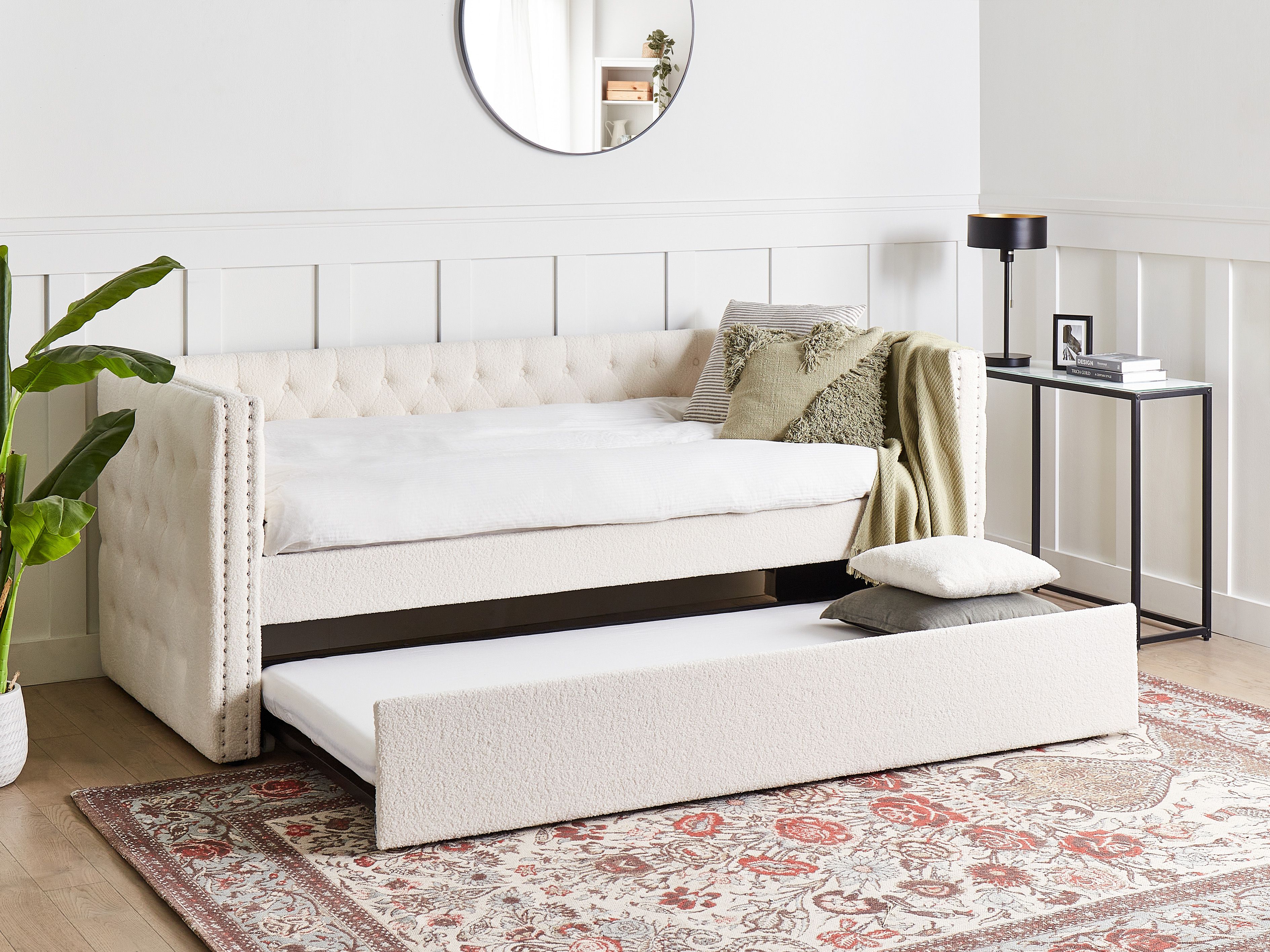 Trundle Bed Boucle GASSIN 90 x 200 cm (EU Single) Off-White