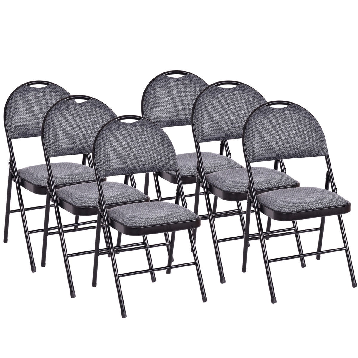 Costway Set of 6 Folding Chairs Fabric Upholstered Padded Seat Metal Frame Home Office Beige - Image 16