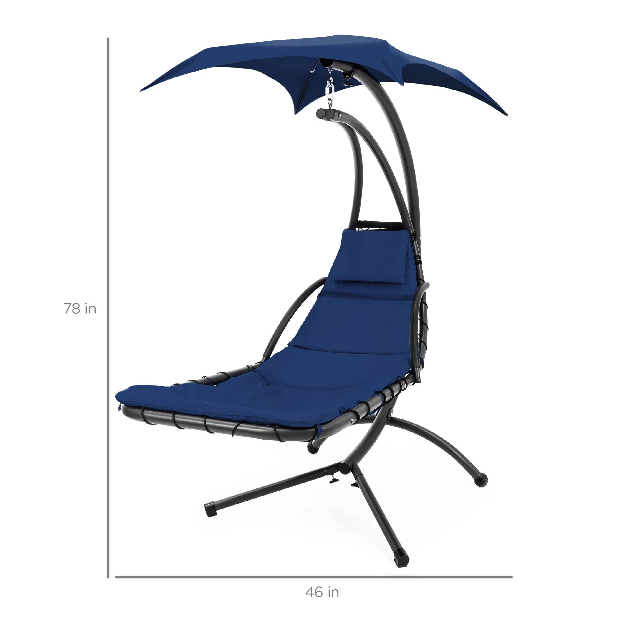 Best Choice Products Hanging Curved Chaise Lounge Chair Swing for Backyard, Patio w/ Pillow, Shade, Stand - Teal - Image 105