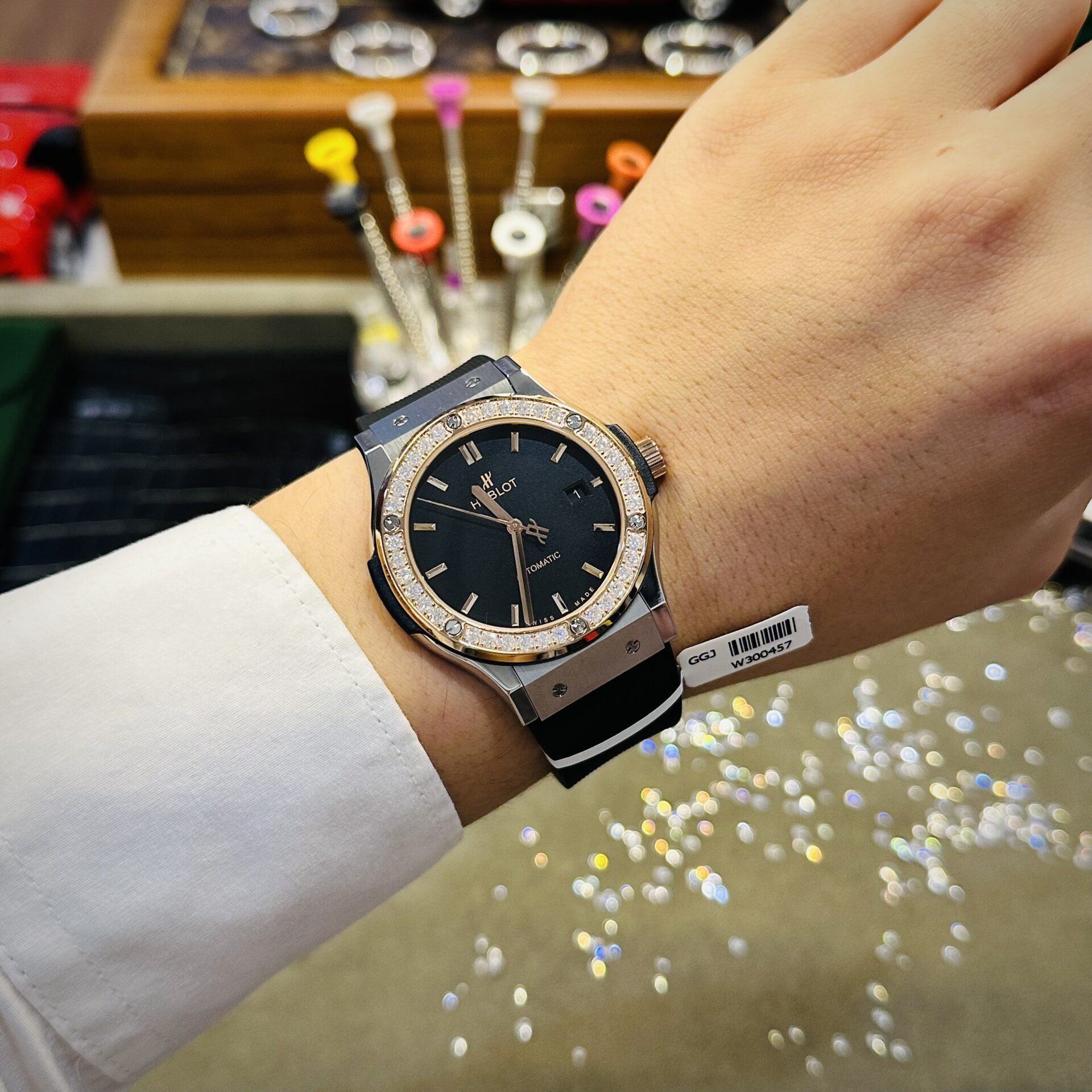 Hublot Replica Watch Demi With Moissanite Diamond Rubber Strap 42mm - Top club
