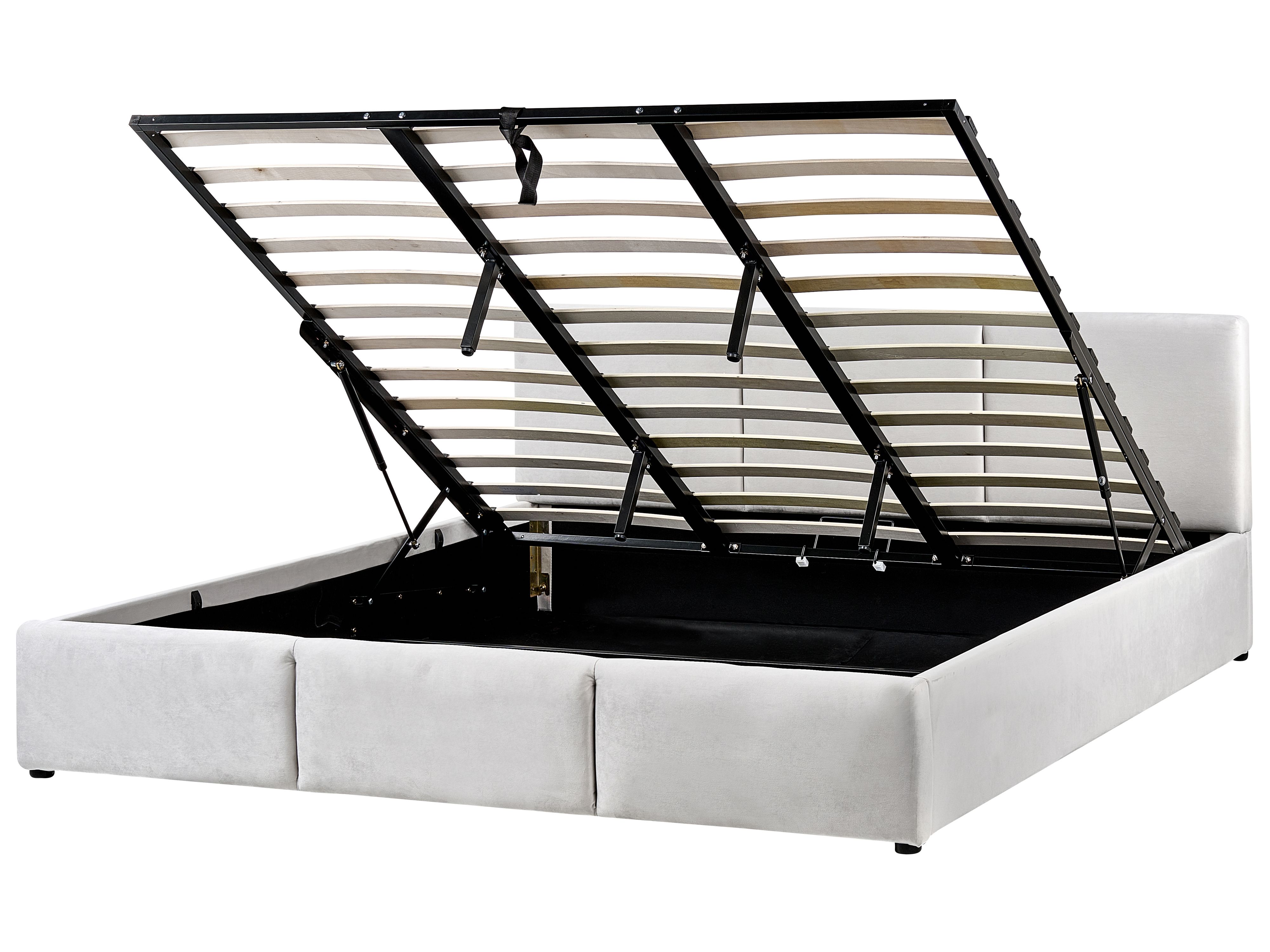 Ottoman Bed Velvet BOUSSE 180 x 200 cm (EU Super King) Light Grey