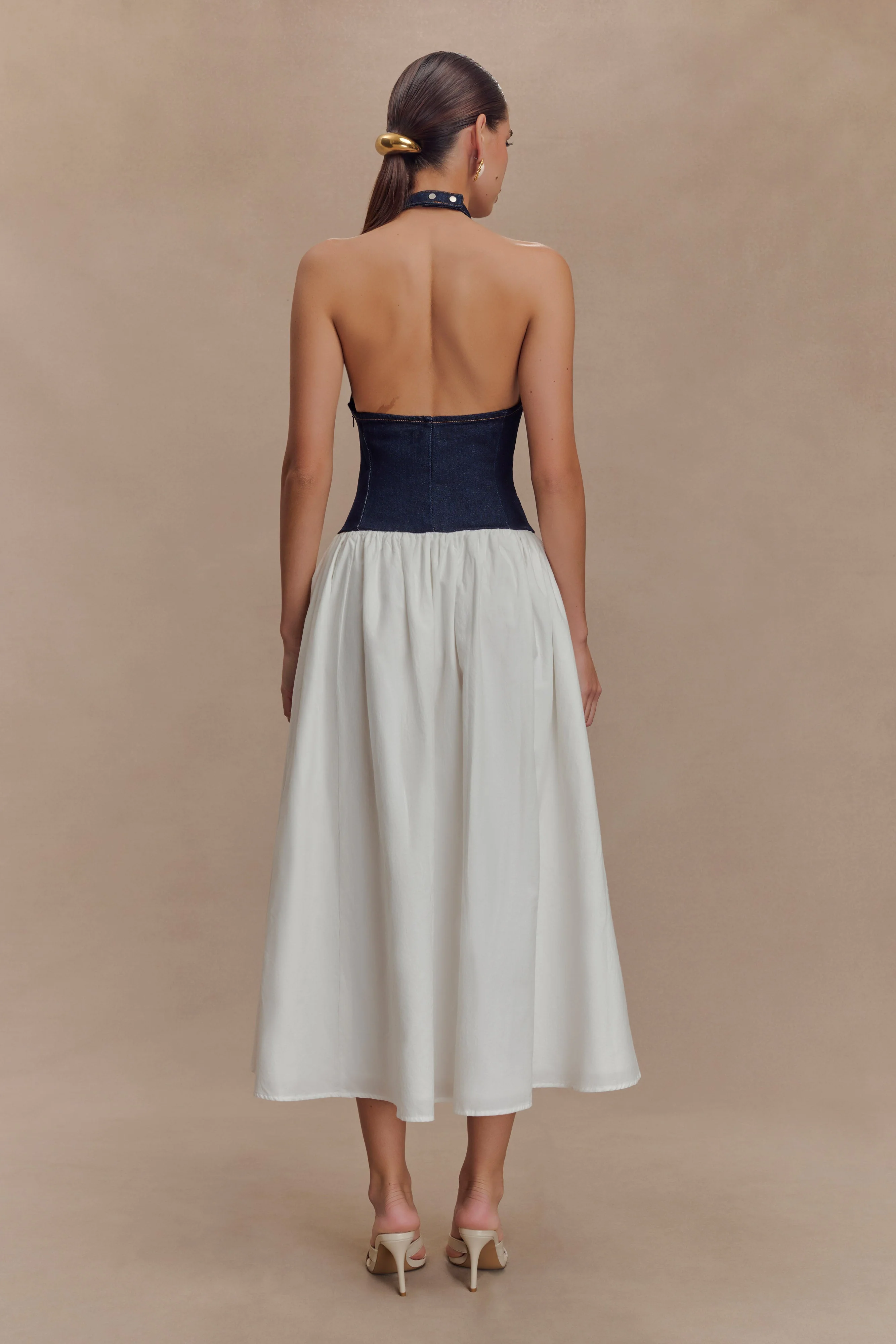 Ashwin Denim Cotton Midi Dress - Indigo Blue