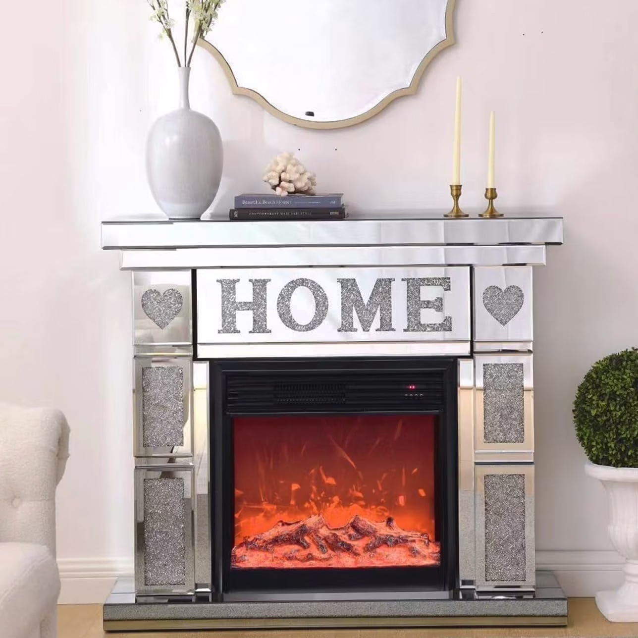 IKIFLY 47.24L x 41.33 H Mirrored Electric Fireplace - Image 5