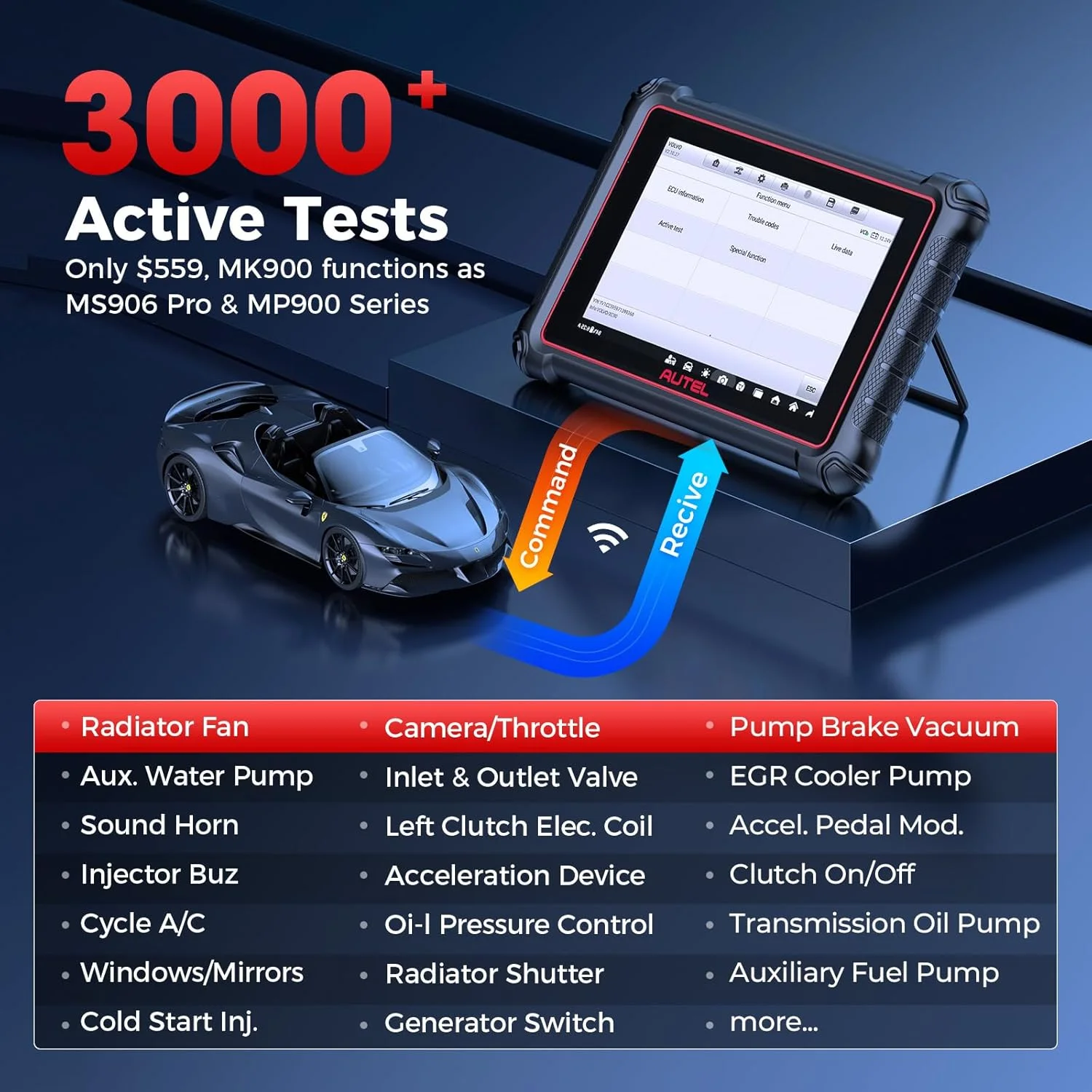Autel Scanner MaxiCOM MK900 Automotive Diagnostic Scan Tool OBD2 All System Diagnose, 40+ Service, Active Tests, FCA Autoauth & SGW, Upgraded Ver. of MaxiCheck MX808S, MX900 - Image 3