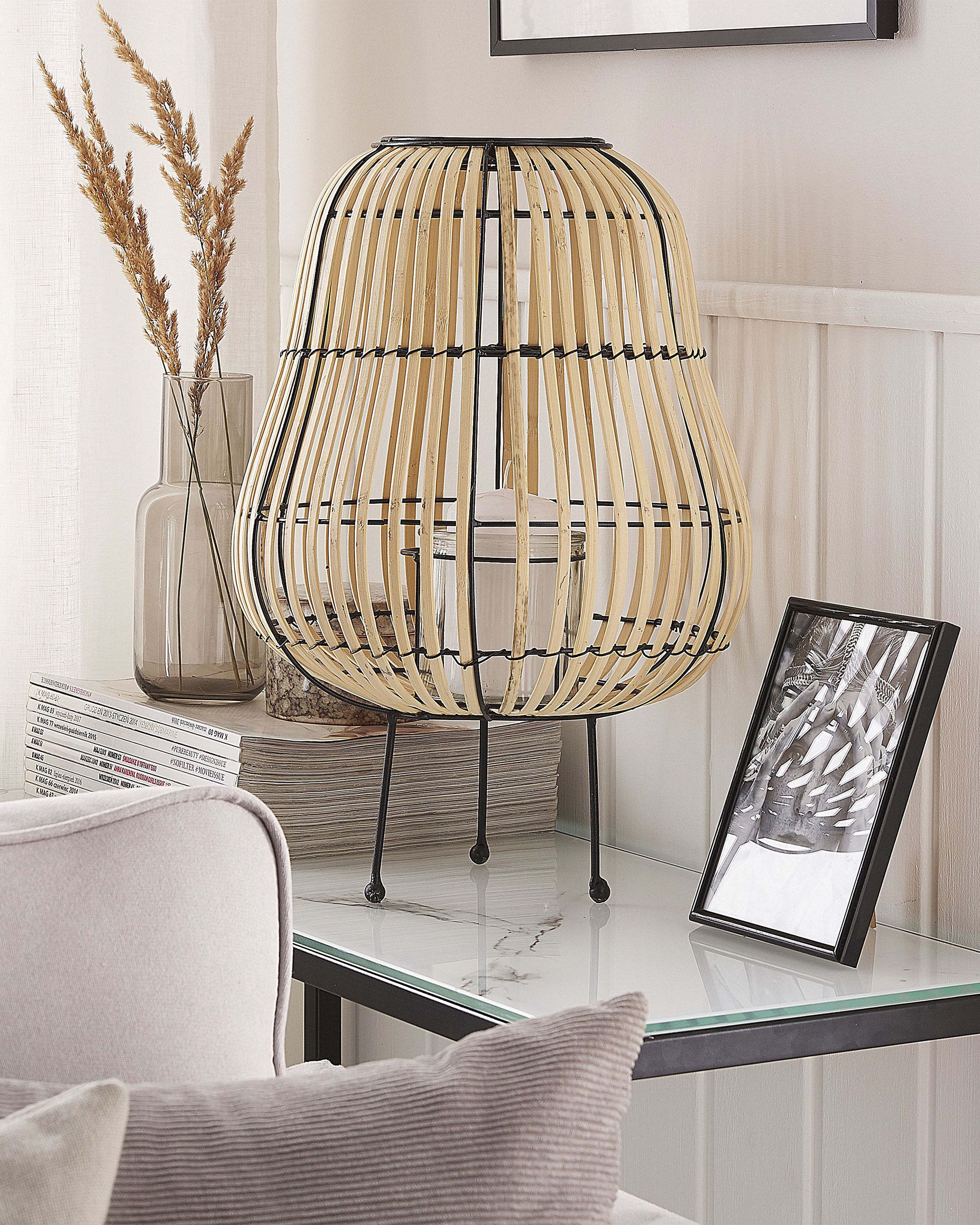 Lantern BERKNER Willow Wood 44 cm Natural