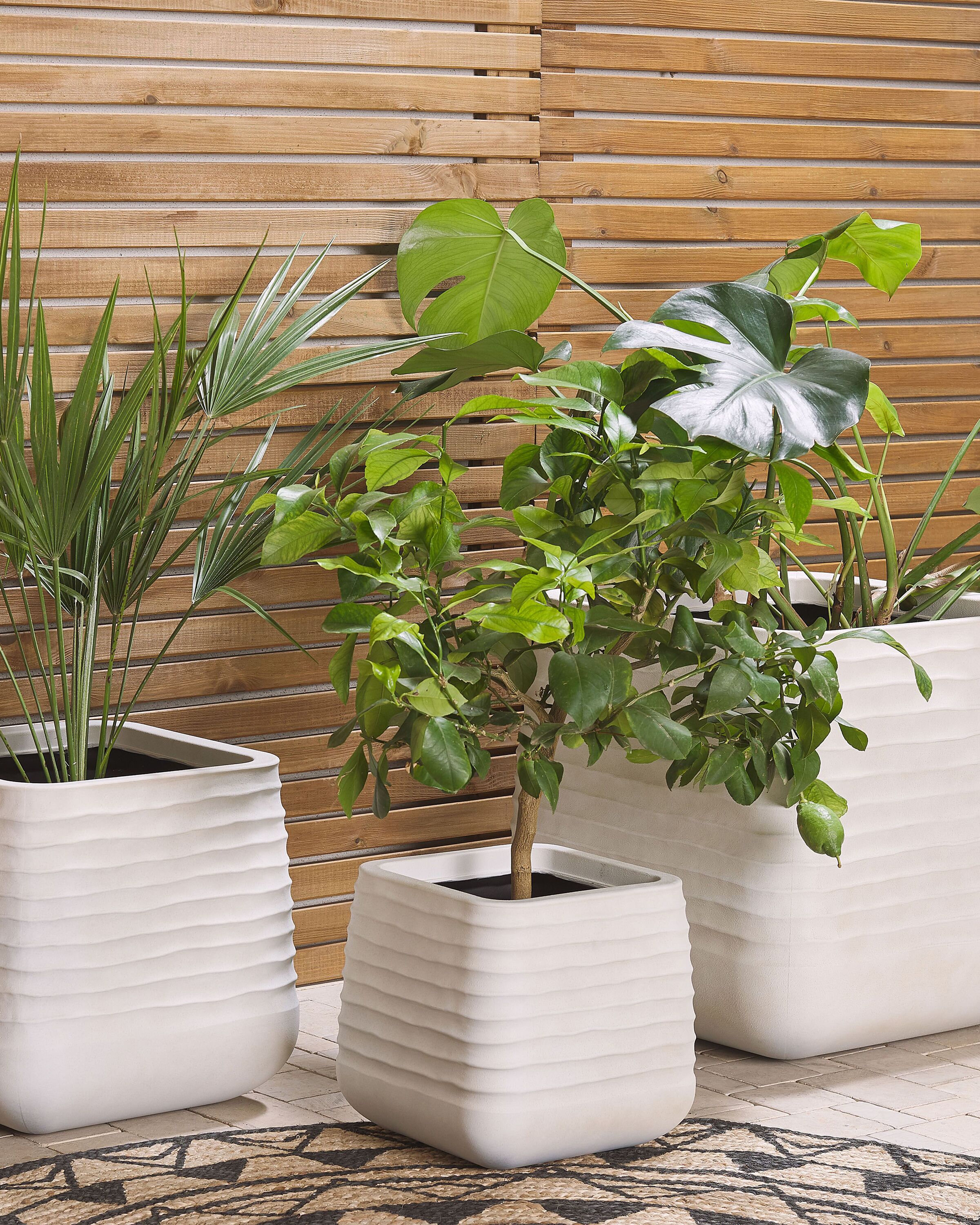 Set of 3 Plant Pots PARIKIA 50/38/28 cm Off-White