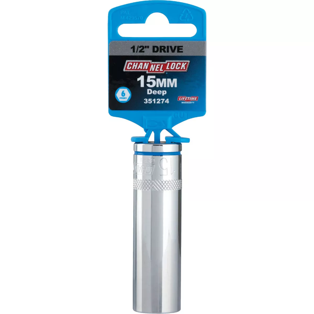 Channellock 1/2 In. Drive 15 mm 6-Point Deep Metric Socket