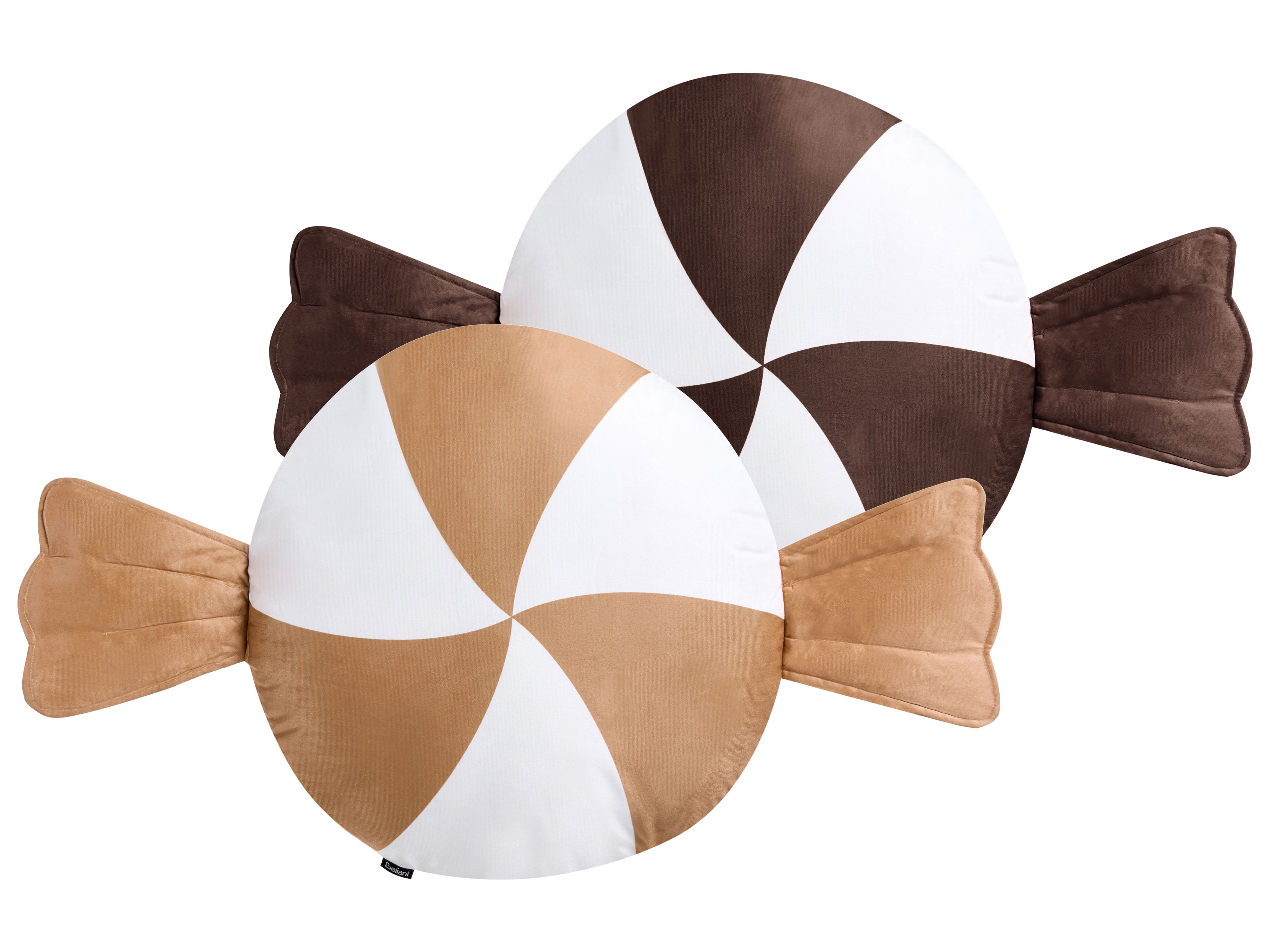 Set of 2 Decorative Cushions WHIRL CANDY Fabric 60 x 60 cm Brown/ White Christmas Motif