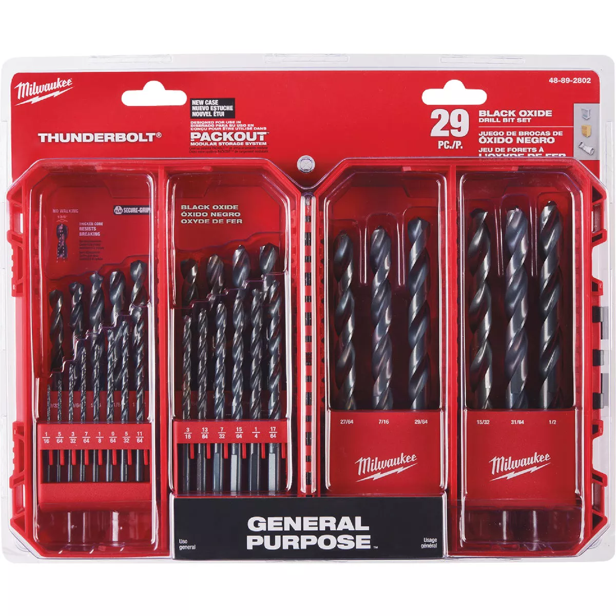 Milwaukee THUNDERBOLT 29-Piece Black Oxide Drill Bit Set, 1/16 In. thru 1/2 In.