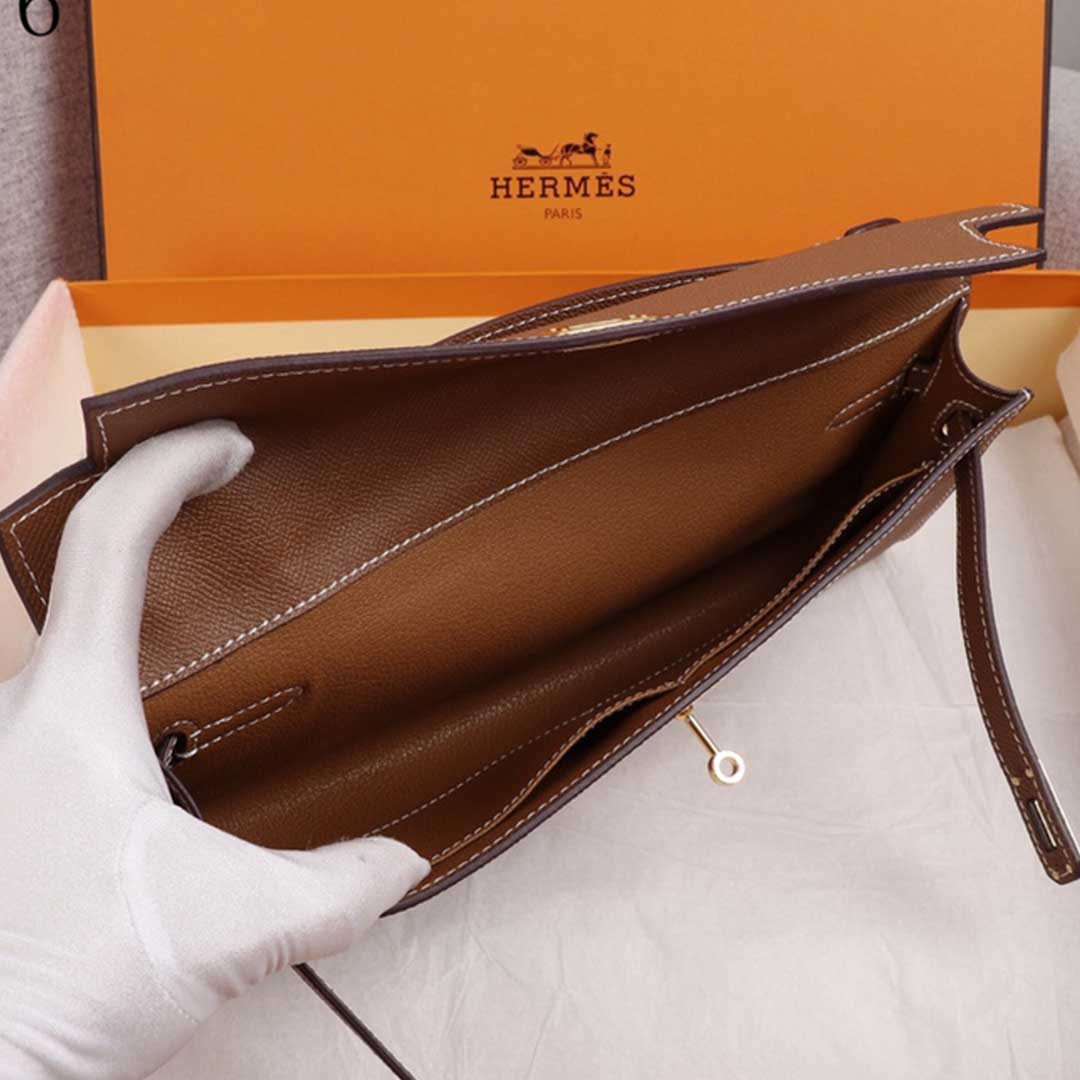 Replica Hermes Aaa-Kelly Cut Pochette Black/Brown/Blue1:1High-quality replica