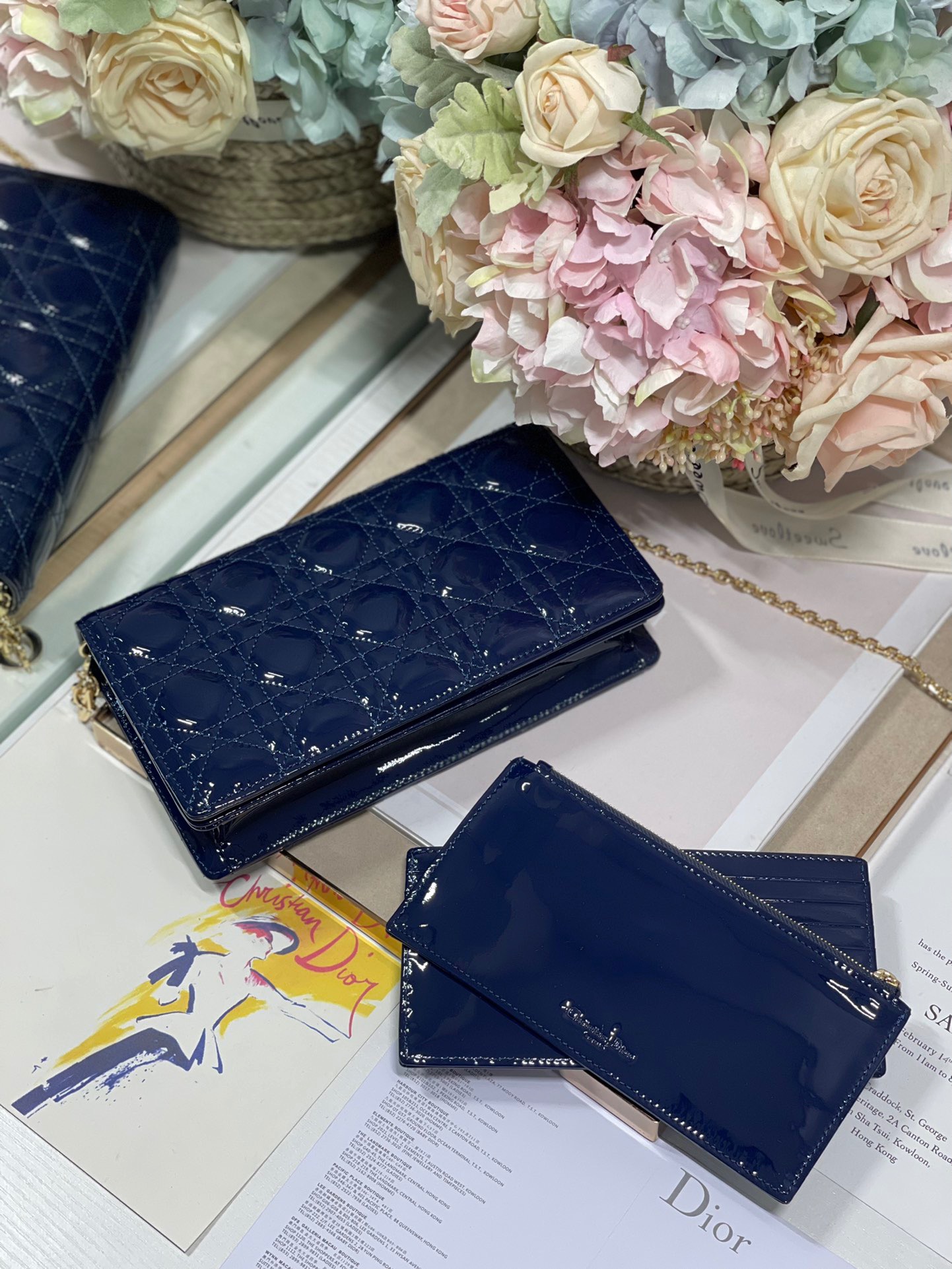 Christian Dior Lady Dior Pouch Navy, For Women, Women’s Handbags 8.5in/21.5cm CD1:1High-quality replica